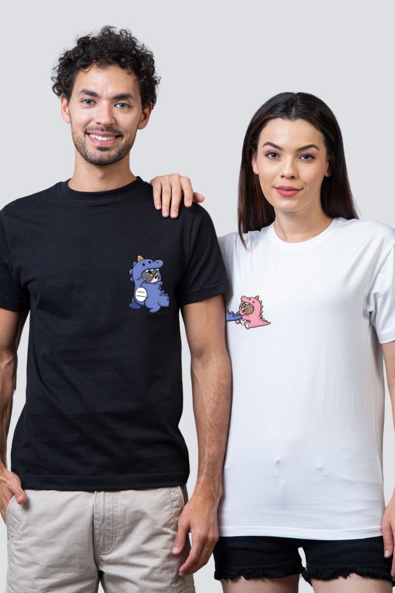 Dino Tom & Jerry Chase Couple Unisex Tees - Pack of 2 (Front Design)