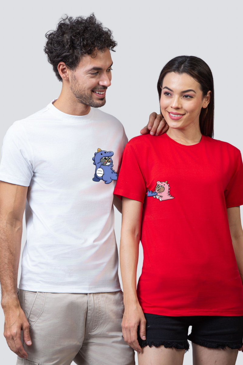 Dino Tom & Jerry Chase Couple Unisex Tees - Pack of 2 (Front Design)