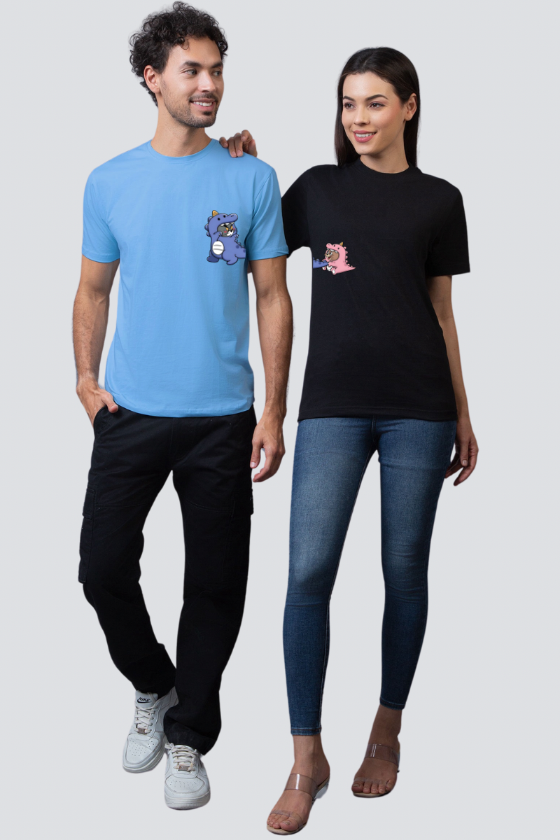 Dino Tom & Jerry Chase Couple Unisex Tees - Pack of 2 (Front Design)