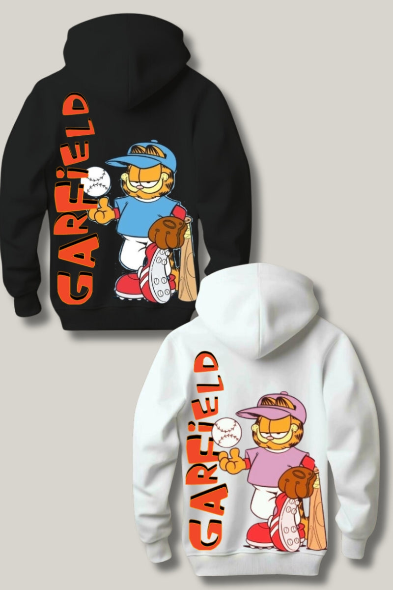 Play Ball with Garfield: Unisex Oversized Drop Shoulder Hoodies - Pack of 2