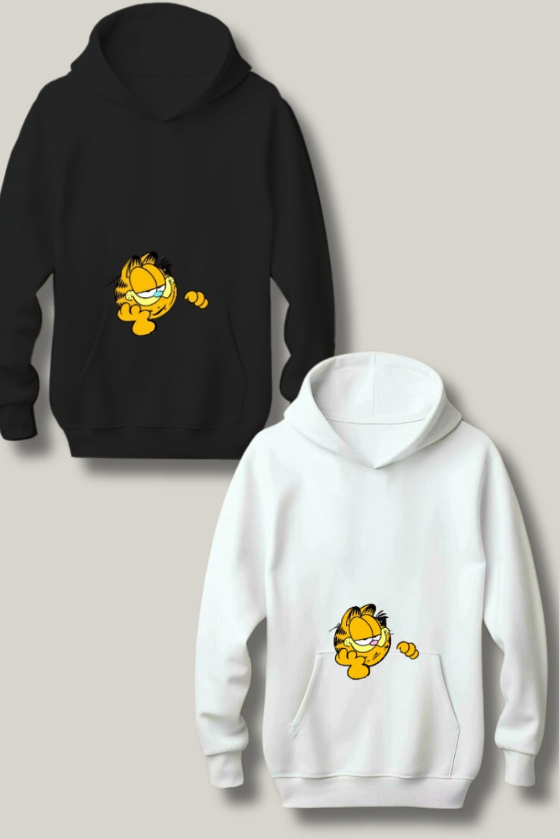 Play Ball with Garfield: Unisex Oversized Drop Shoulder Hoodies - Pack of 2