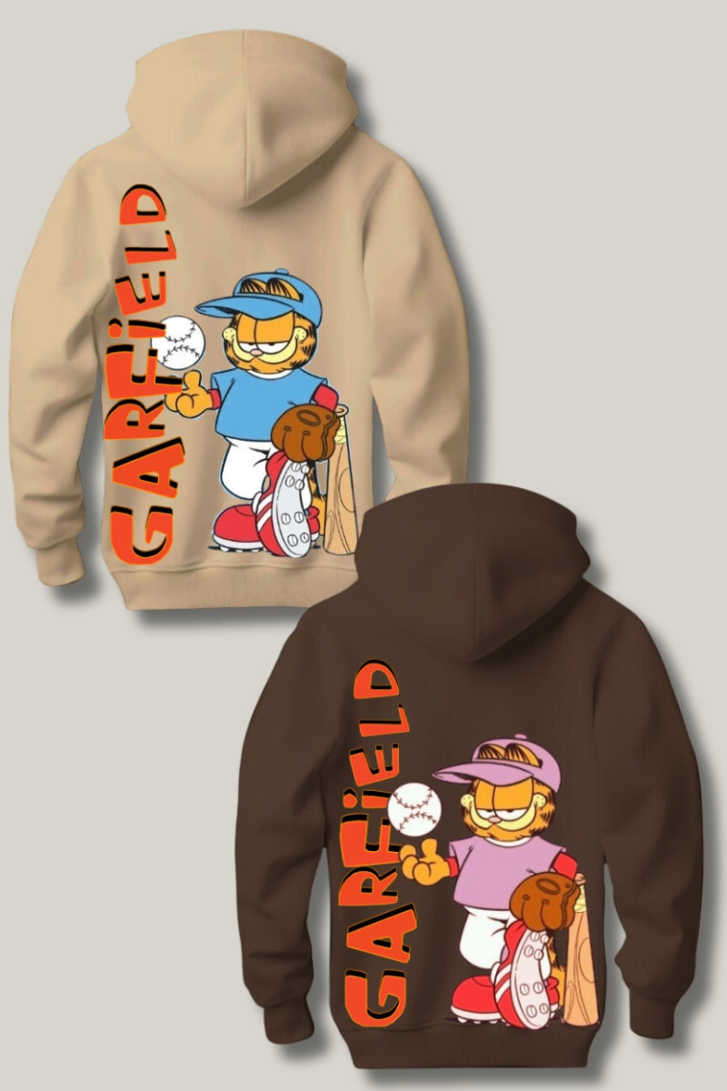 Play Ball with Garfield: Unisex Oversized Drop Shoulder Hoodies - Pack of 2