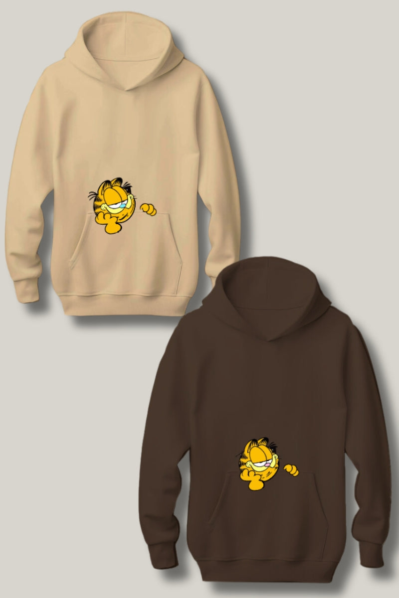 Play Ball with Garfield: Unisex Oversized Drop Shoulder Hoodies - Pack of 2