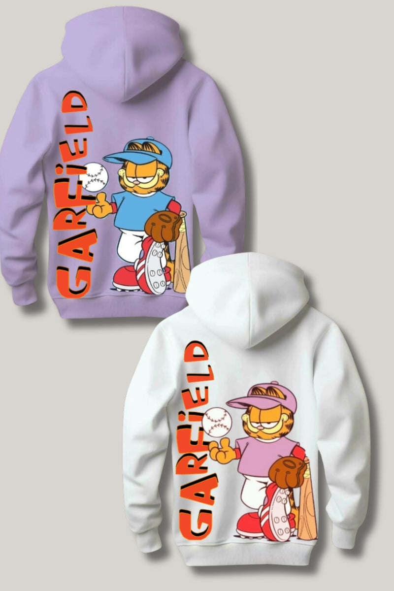 Play Ball with Garfield: Unisex Oversized Drop Shoulder Hoodies - Pack of 2