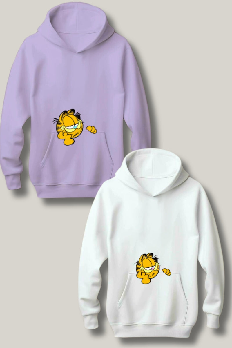 Play Ball with Garfield: Unisex Oversized Drop Shoulder Hoodies - Pack of 2