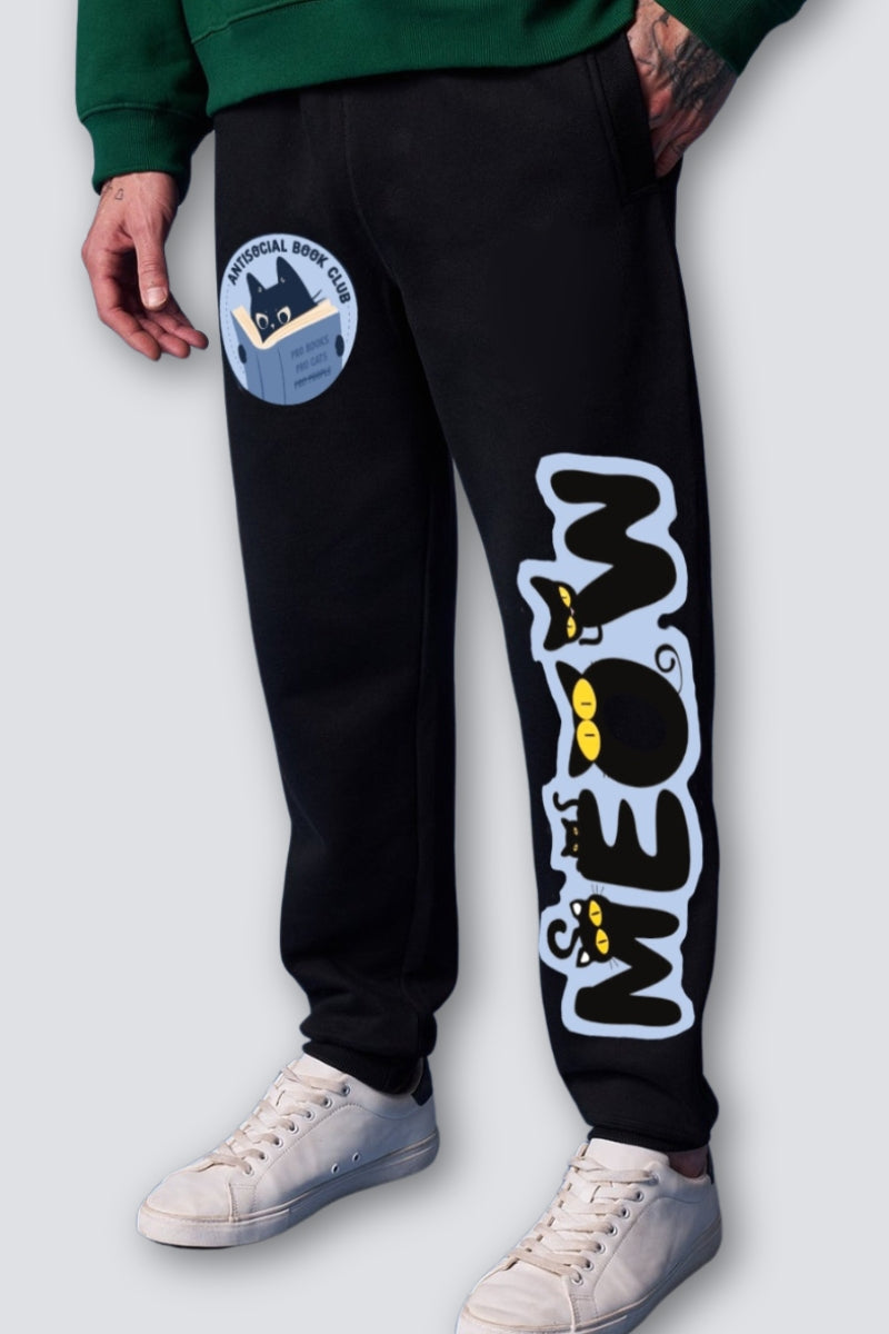 Meow Straight Fit Joggers - Black