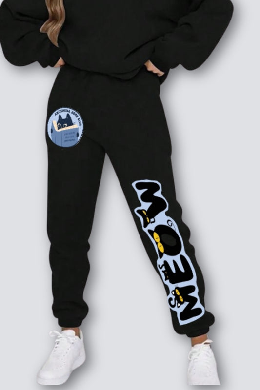 Meow Straight Fit Joggers - Black