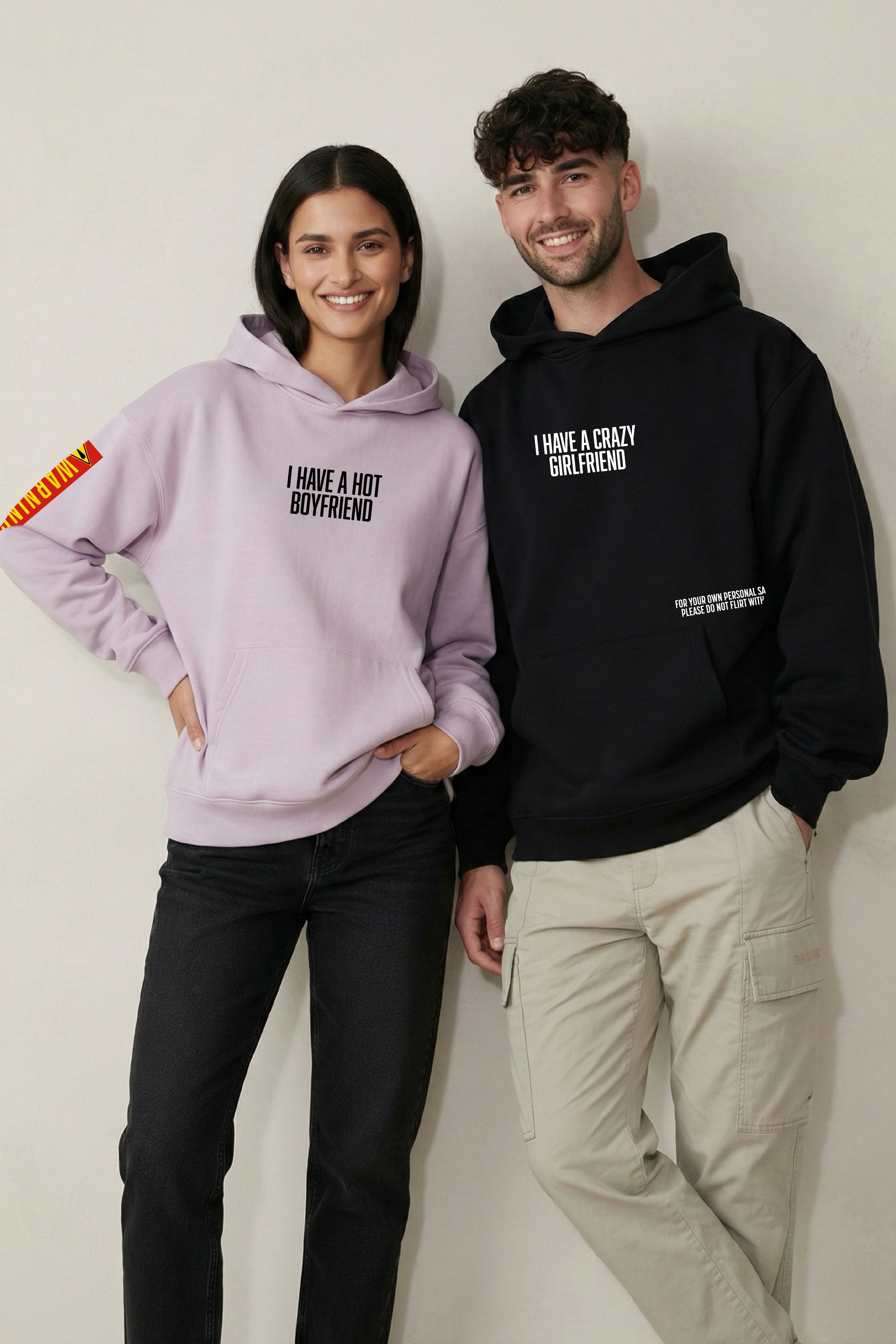 Warning Oversized Drop Shoulder Hoodies - Pack of 2