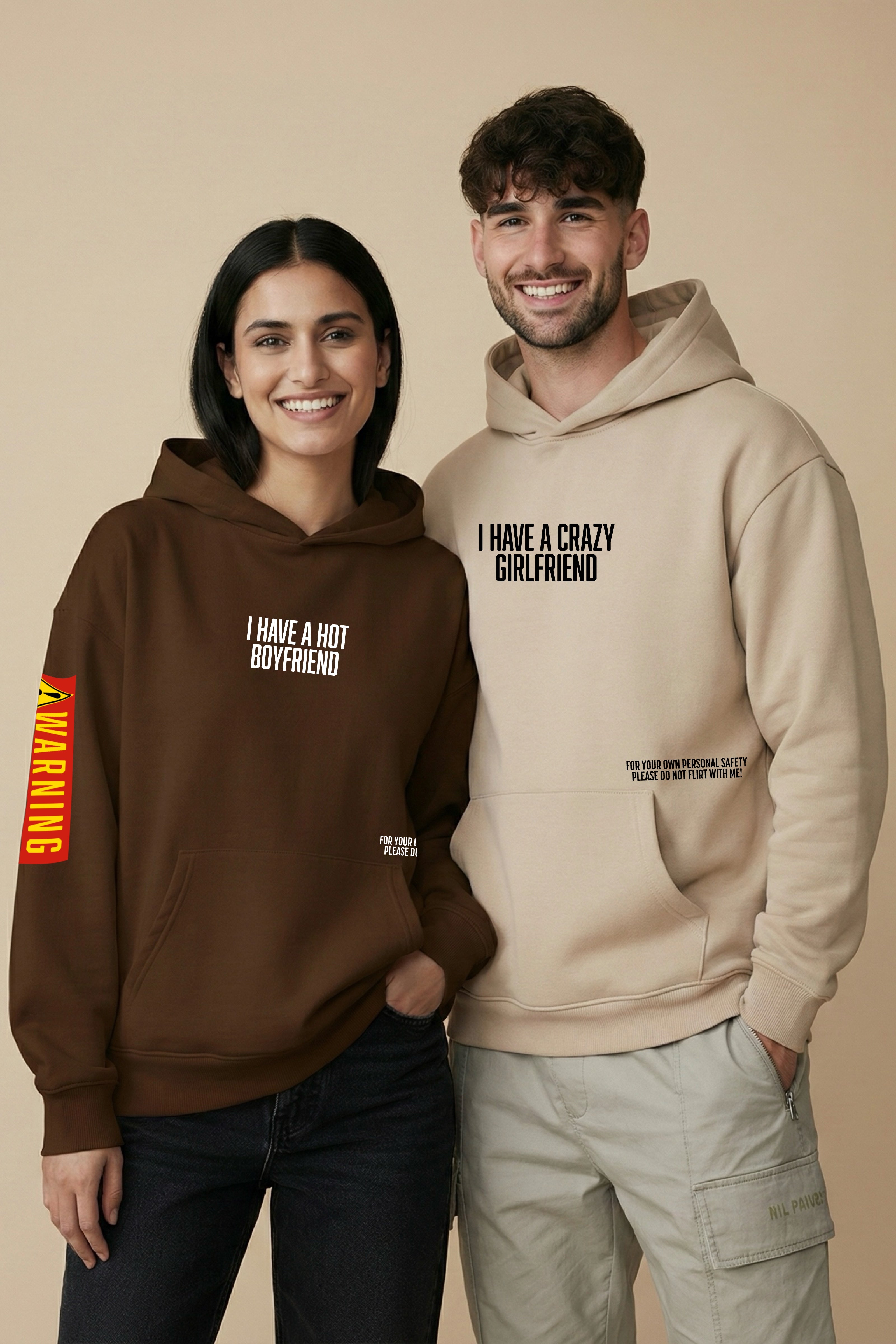 Warning Oversized Drop Shoulder Hoodies - Pack of 2