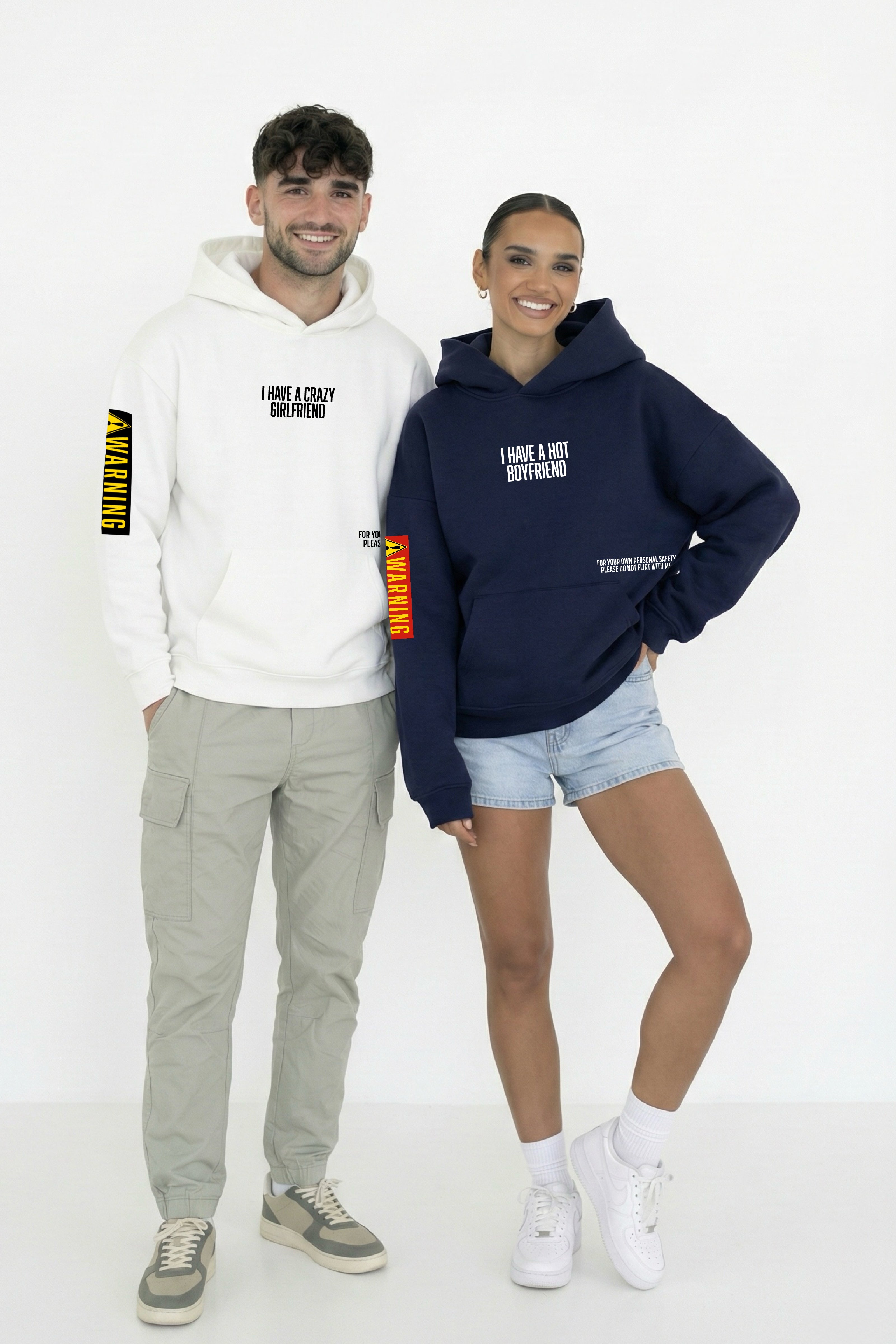 Warning Oversized Drop Shoulder Hoodies - Pack of 2
