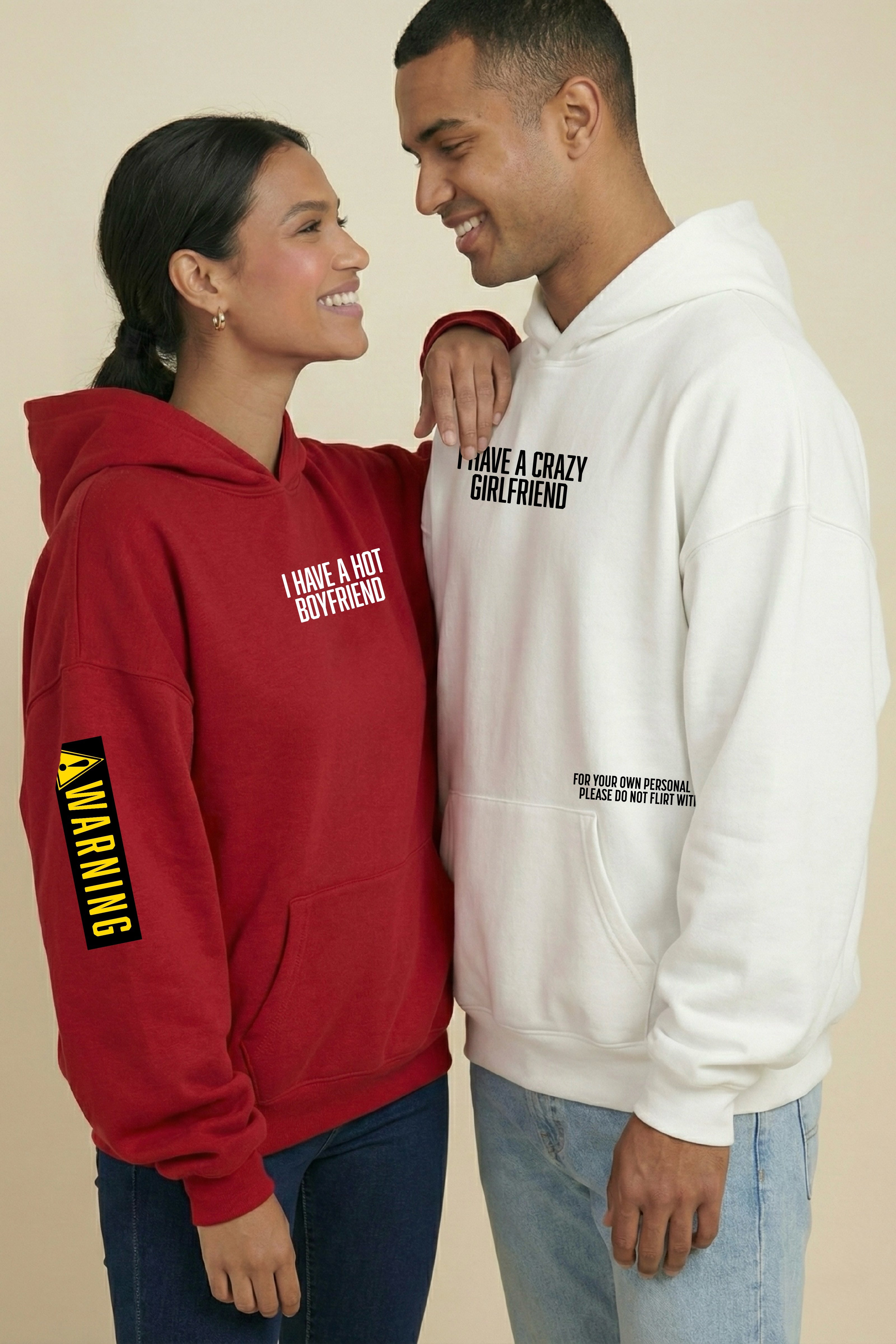 Warning Oversized Drop Shoulder Hoodies - Pack of 2