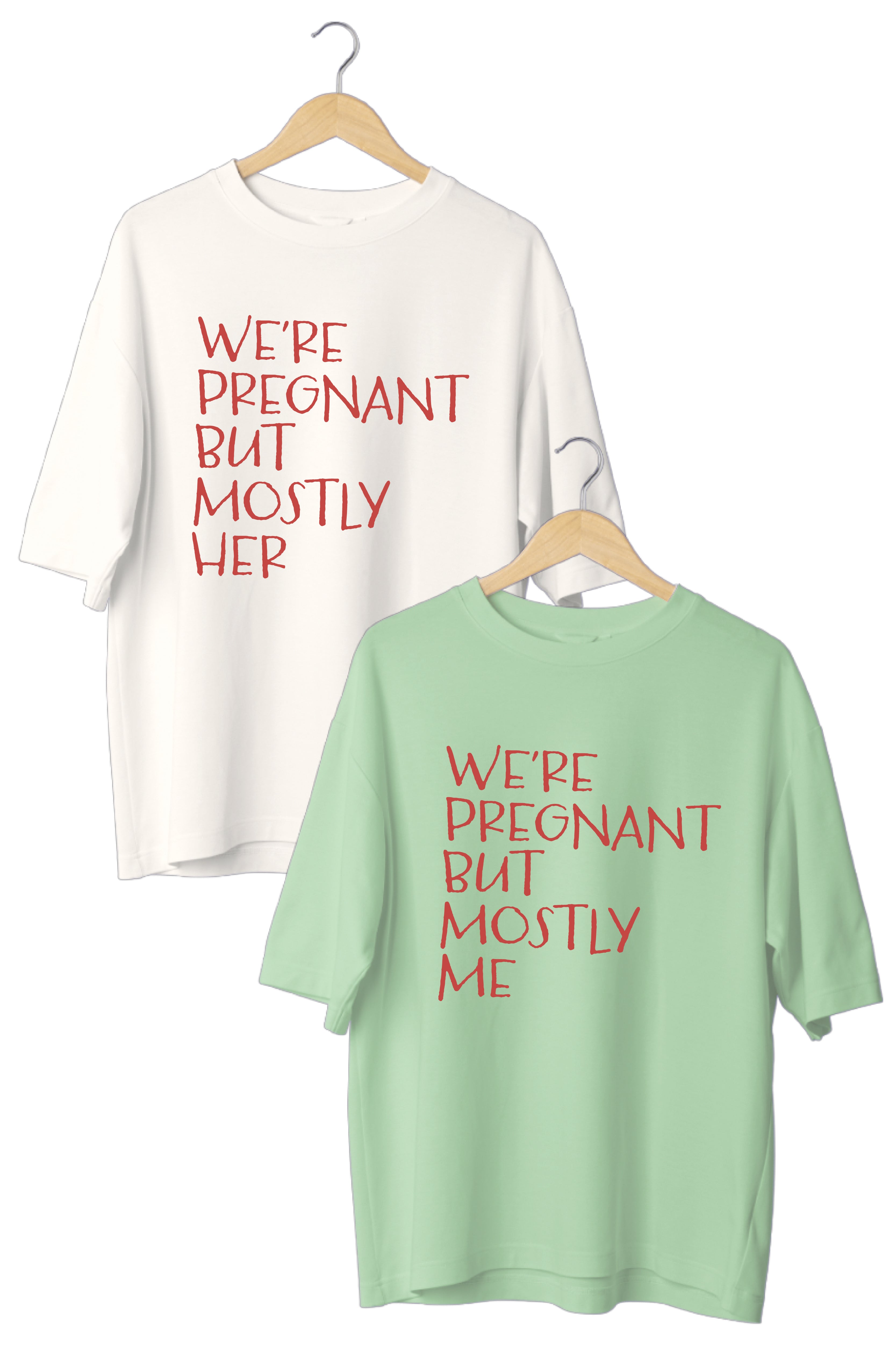 We’re Pregnant Oversized Couple T-Shirts (Pack of 2)