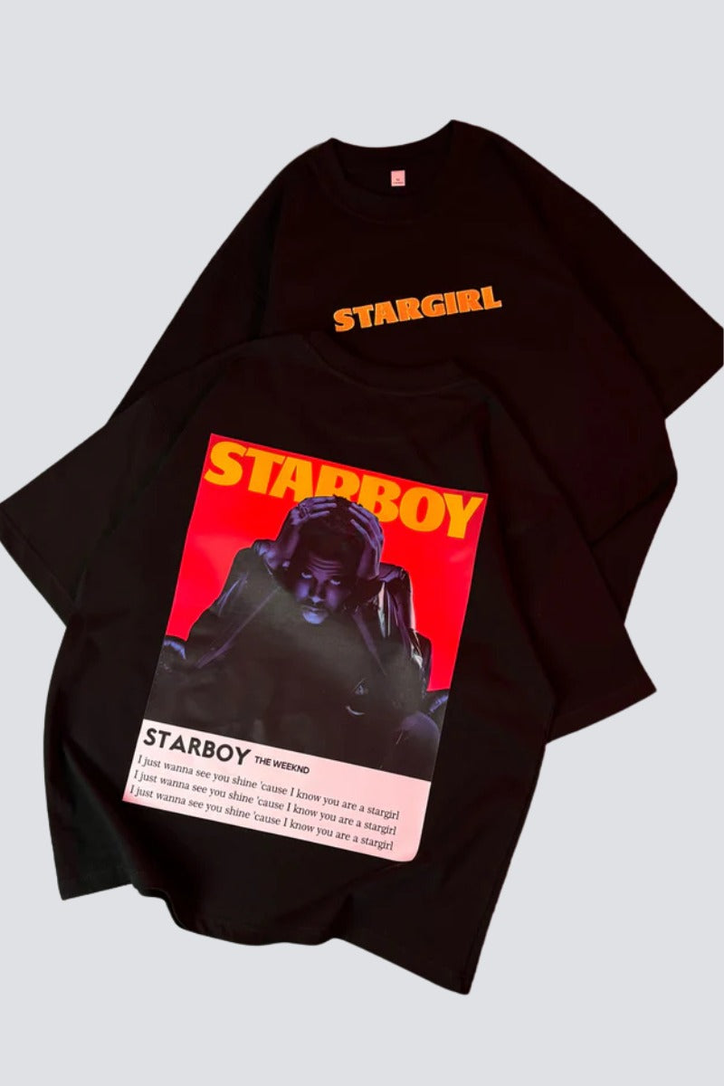 Starboy and Stargirl Oversized Couple T-Shirts (Pack of 2)