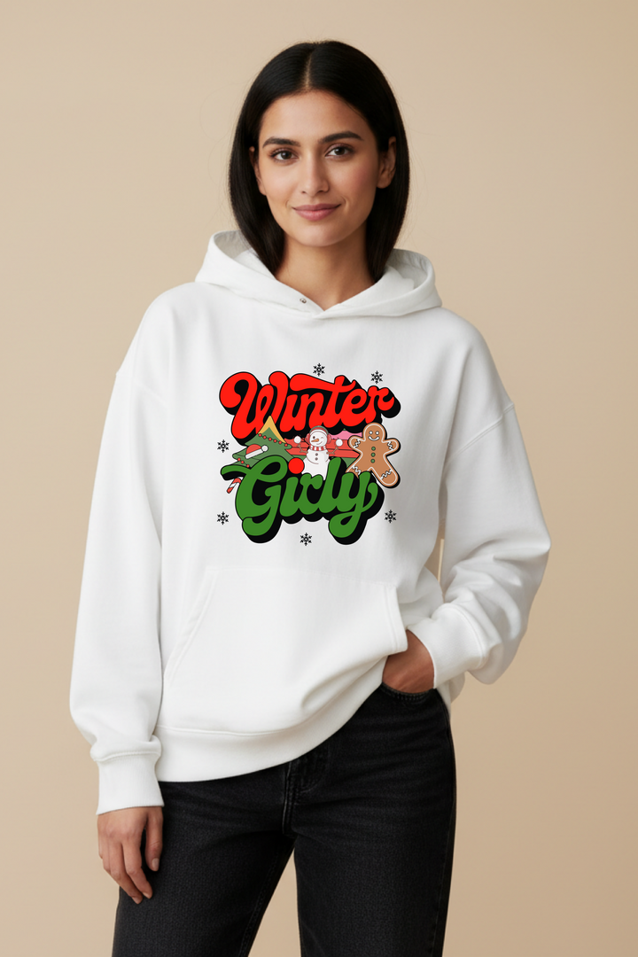 Winter Girly Oversized Drop-shoulder Hoodie