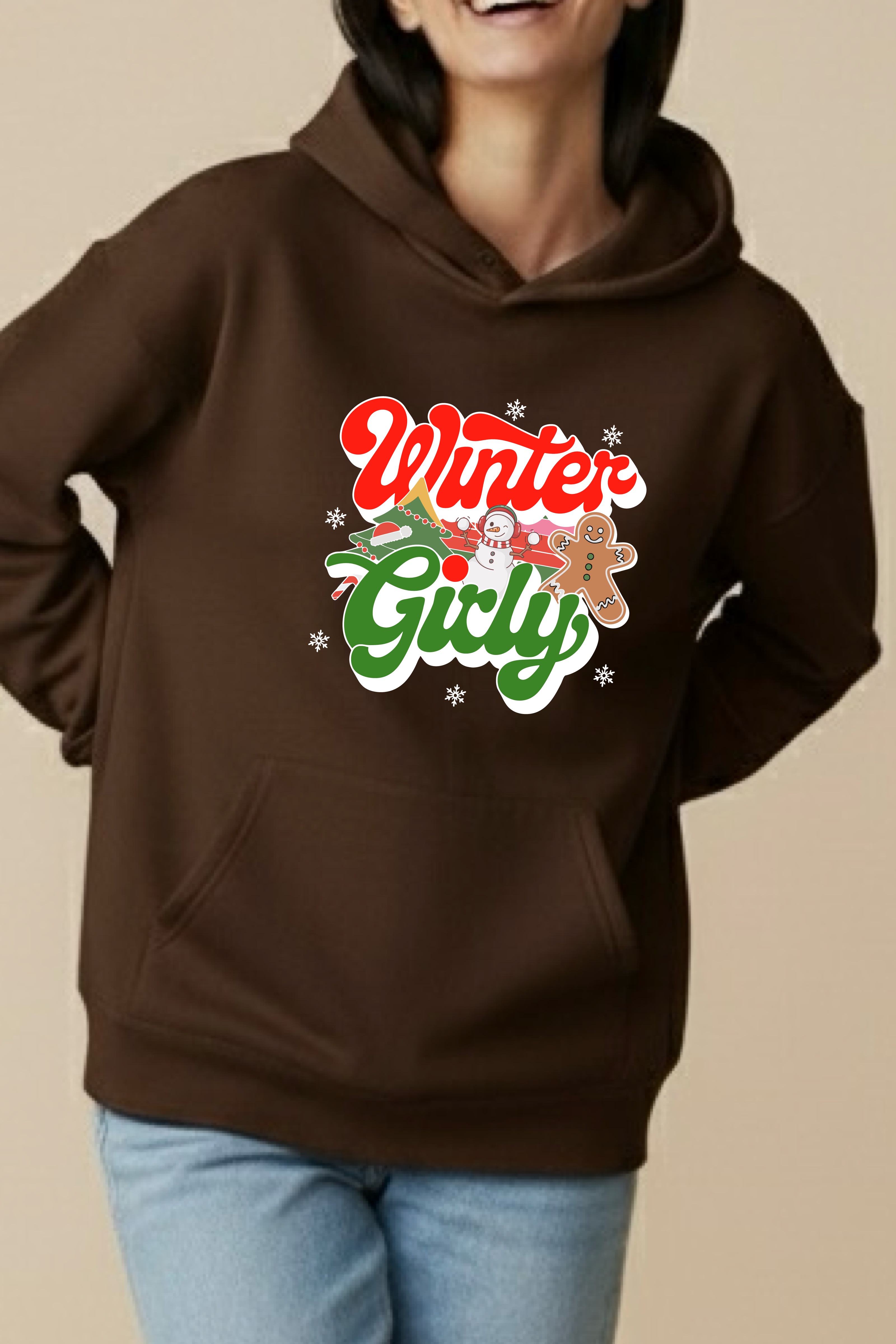 Winter Girly Oversized Drop-shoulder Hoodie