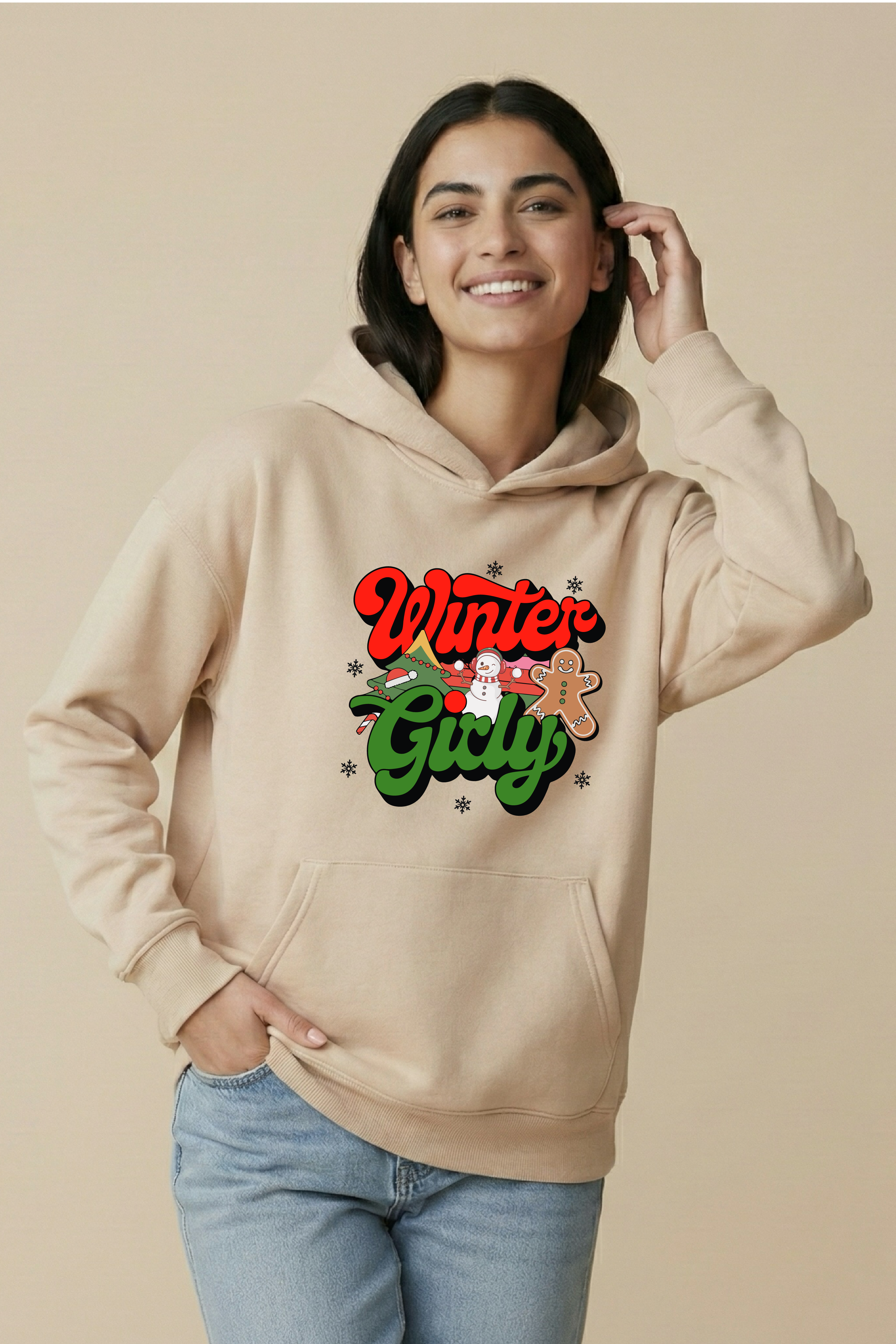 Winter Girly Oversized Drop-shoulder Hoodie