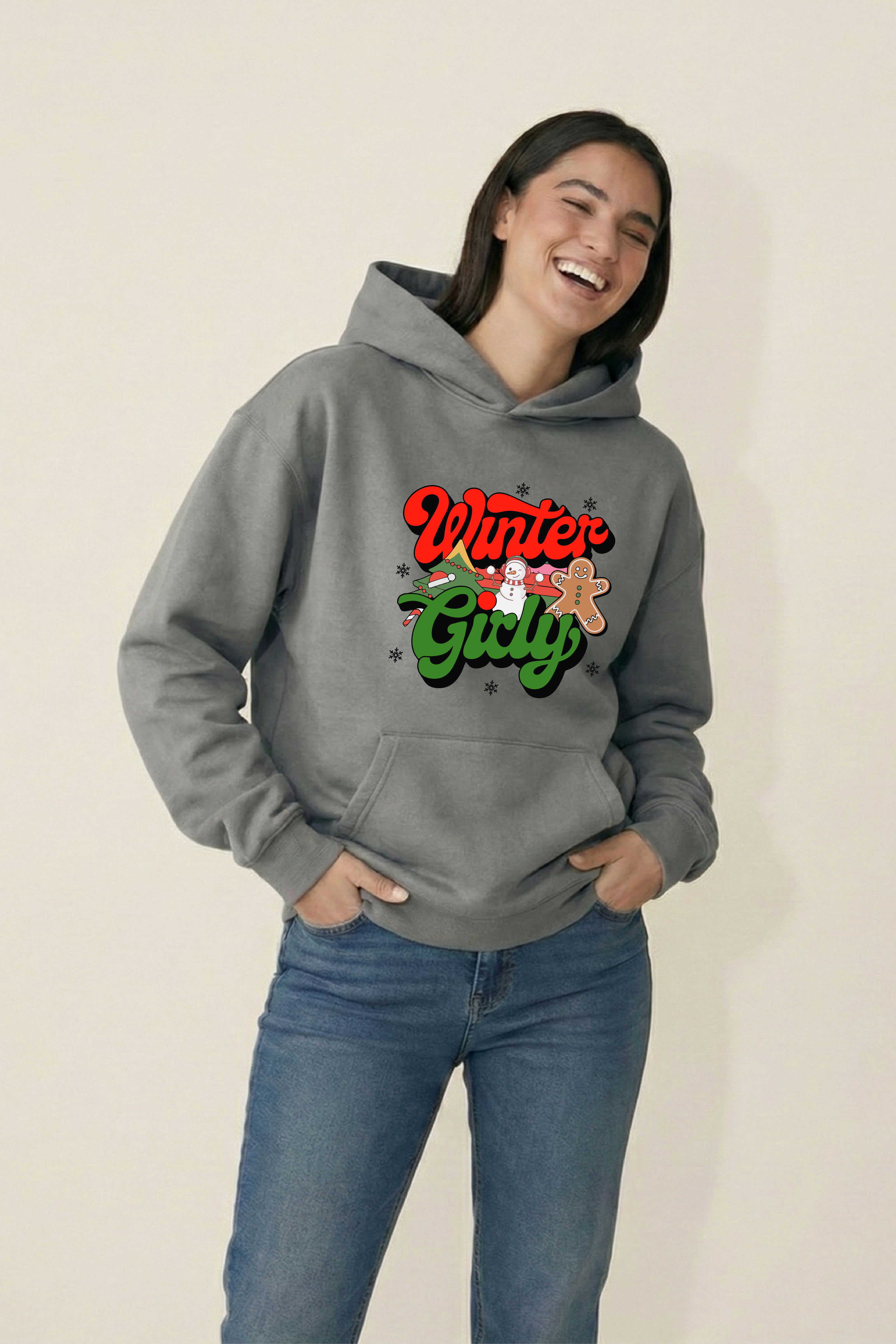 Winter Girly Oversized Drop-shoulder Hoodie