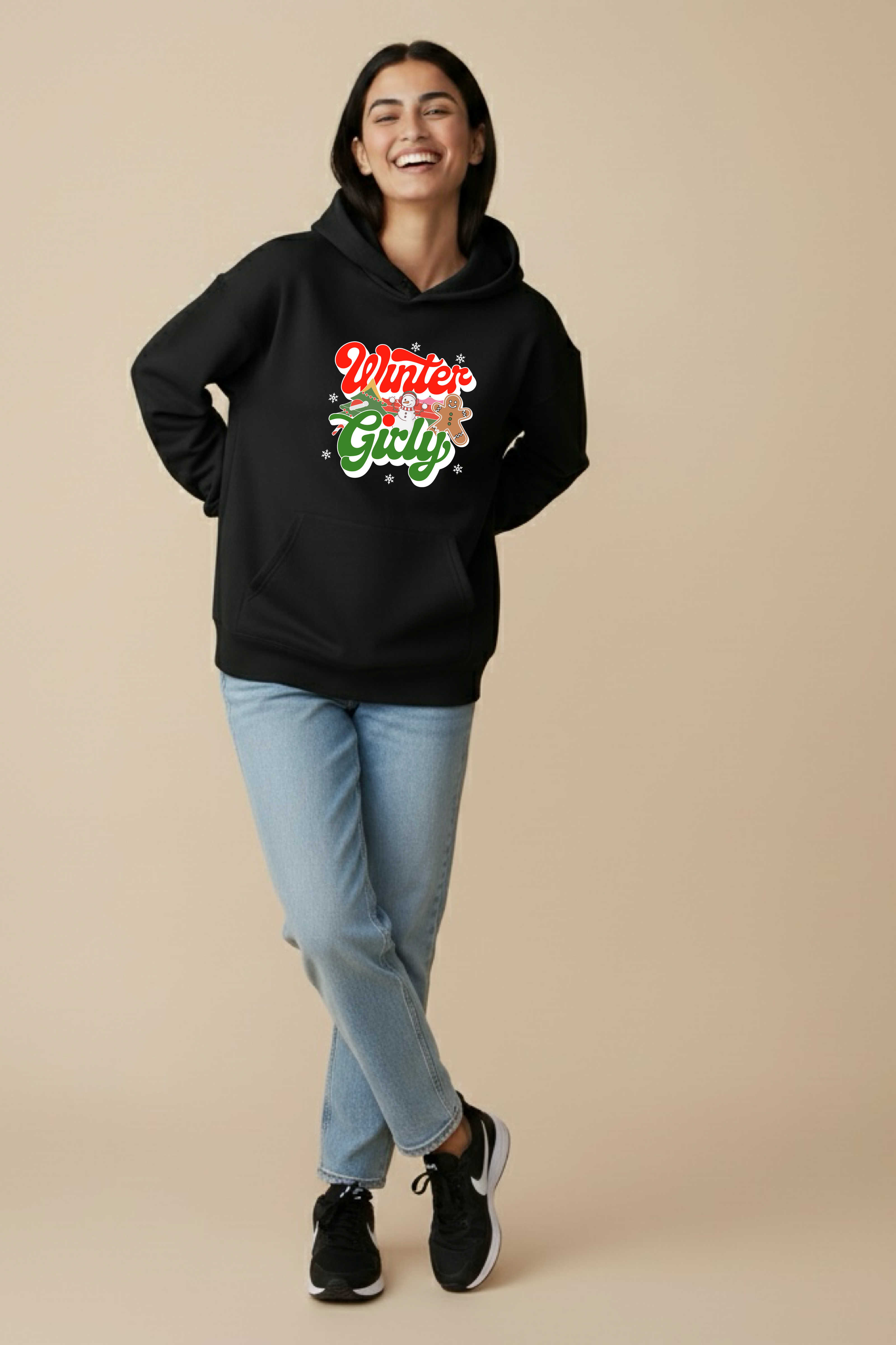 Winter Girly Oversized Drop-shoulder Hoodie