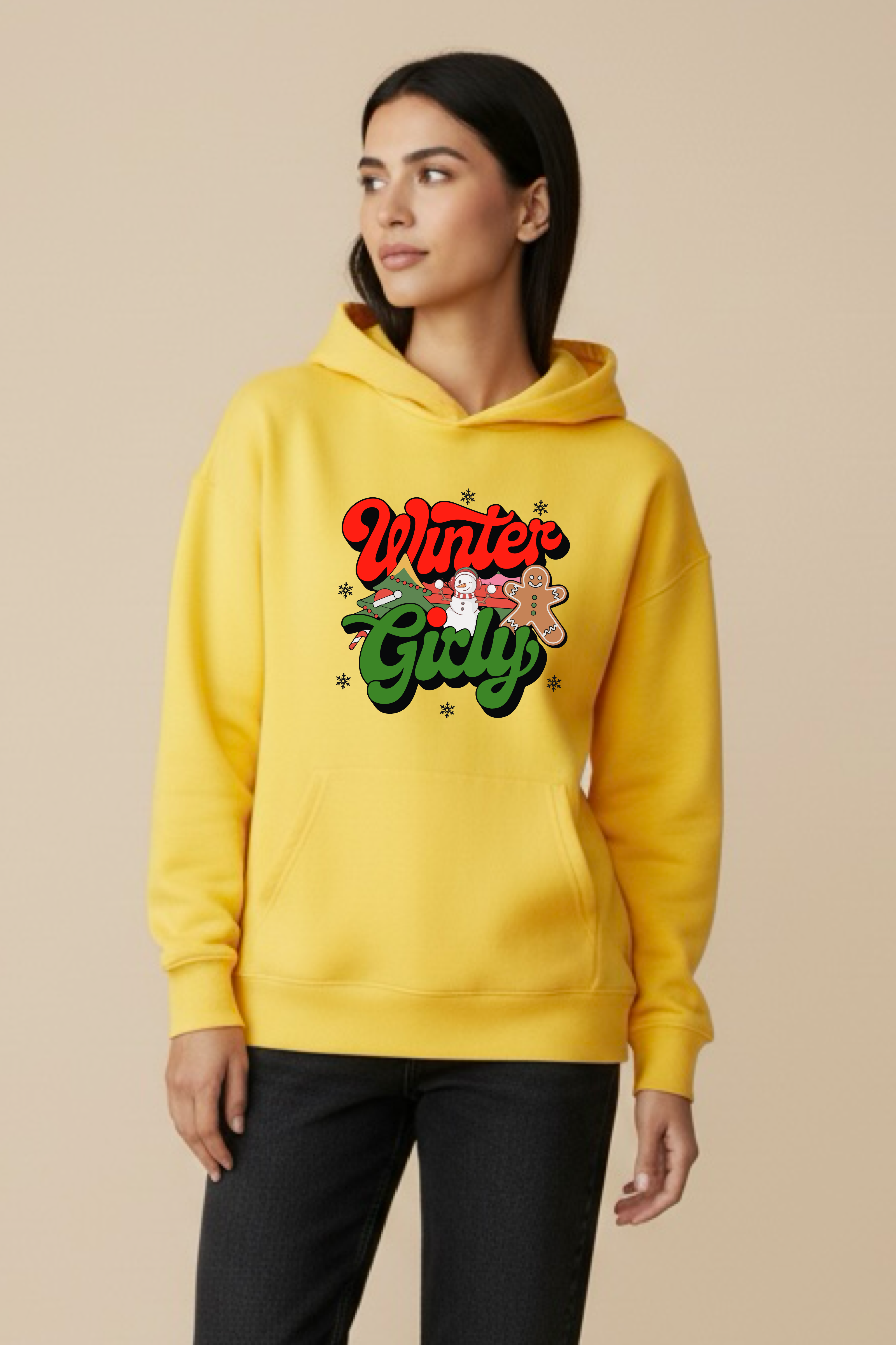 Winter Girly Oversized Drop-shoulder Hoodie