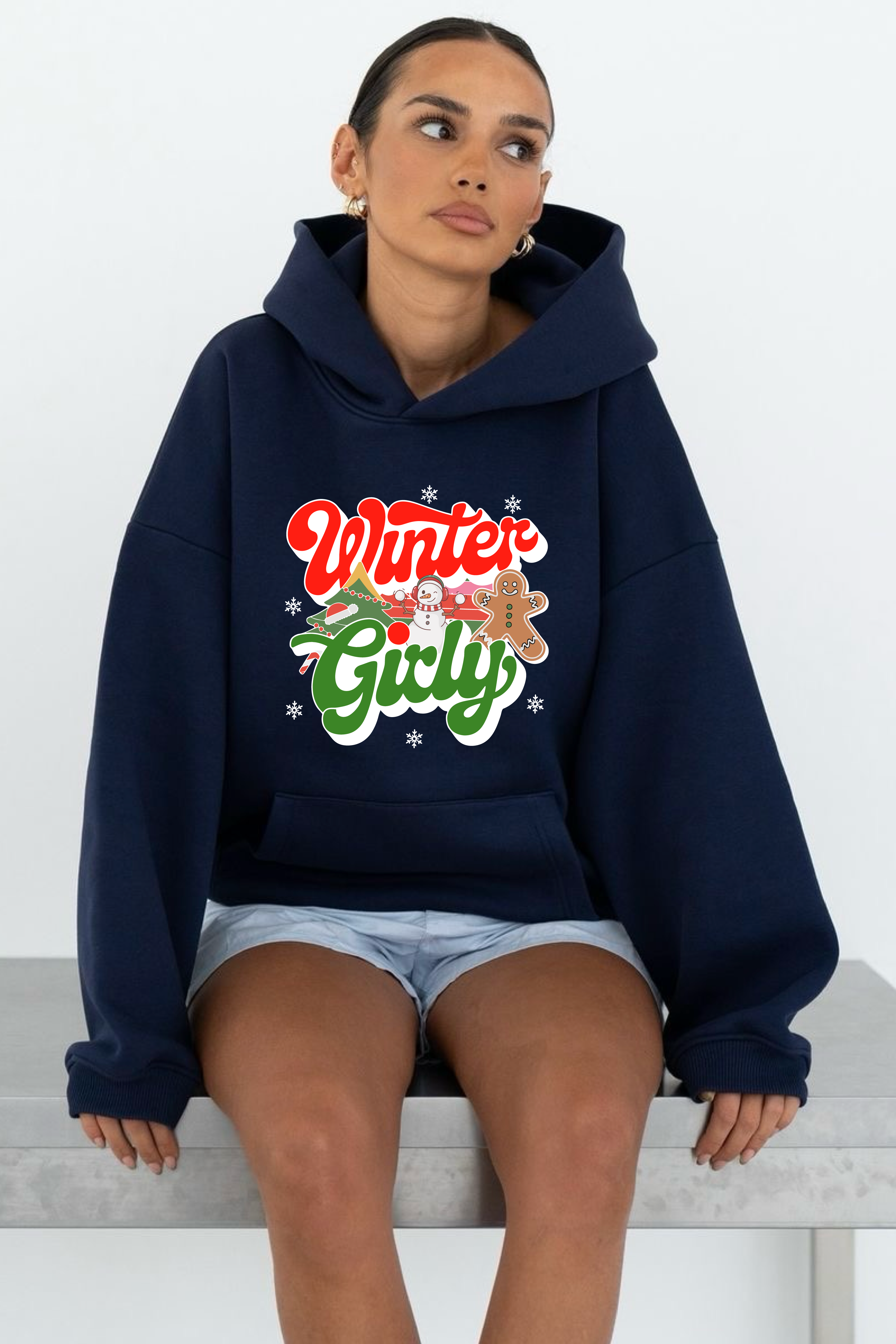 Winter Girly Oversized Drop-shoulder Hoodie