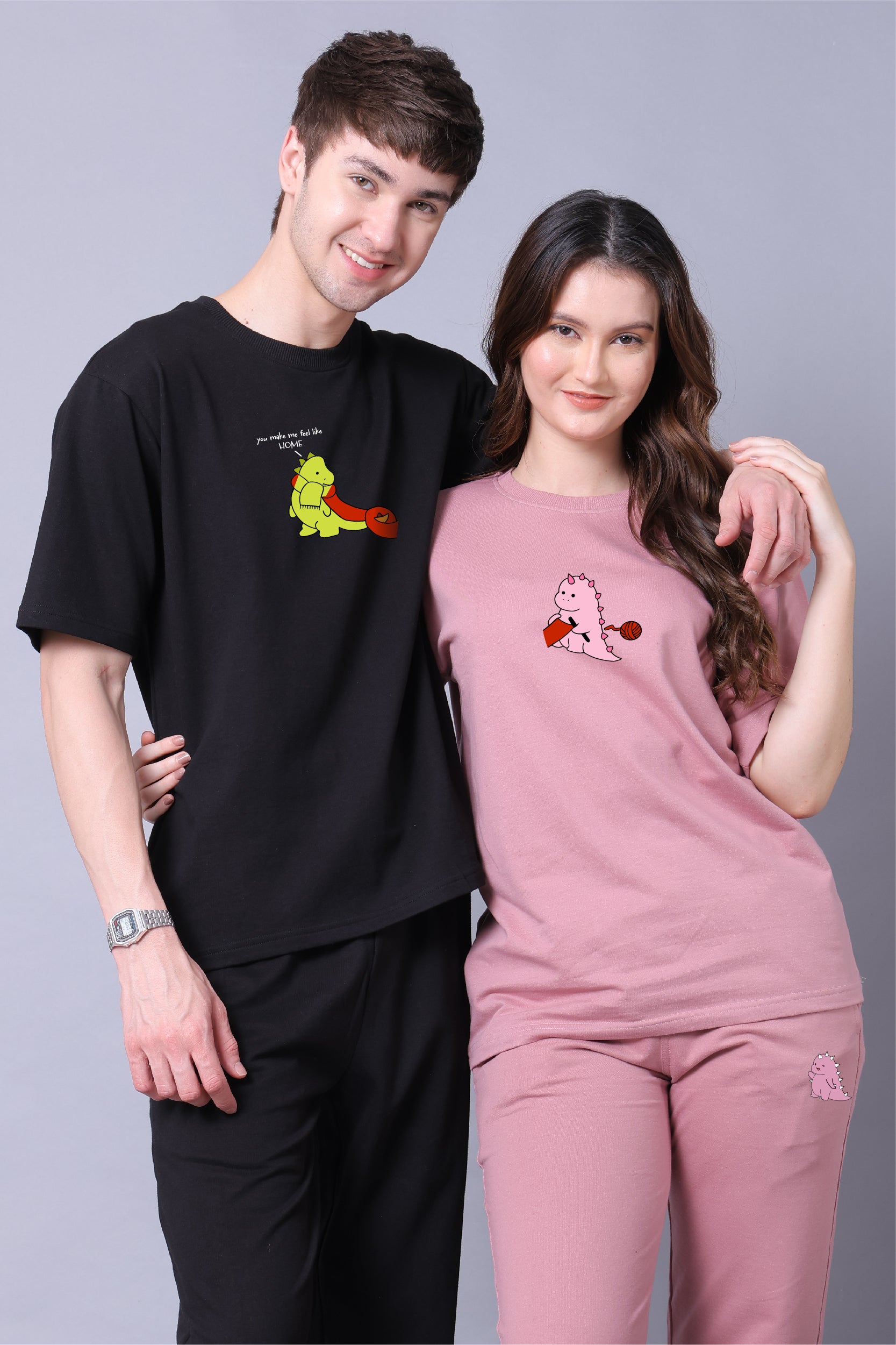 You Make Me Feel Like Home Couple Co-Ord Set With Joggers (Pack of 2)