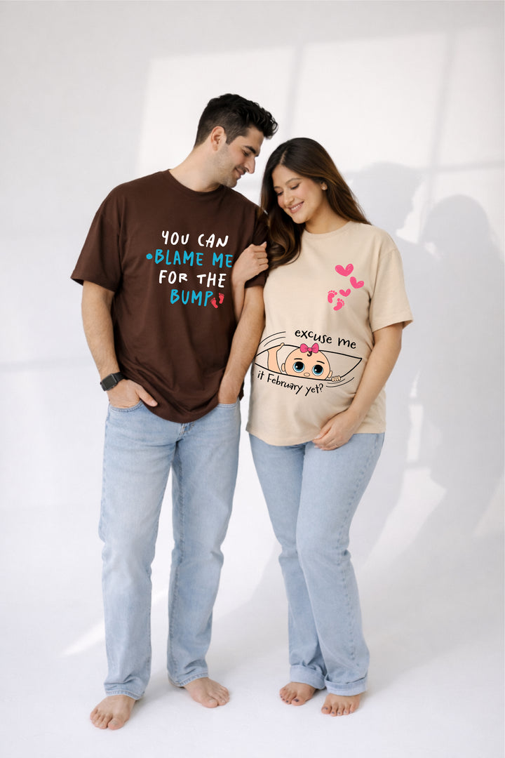 You can blame me for the bump Oversized Couple T-Shirts (Pack of 2)