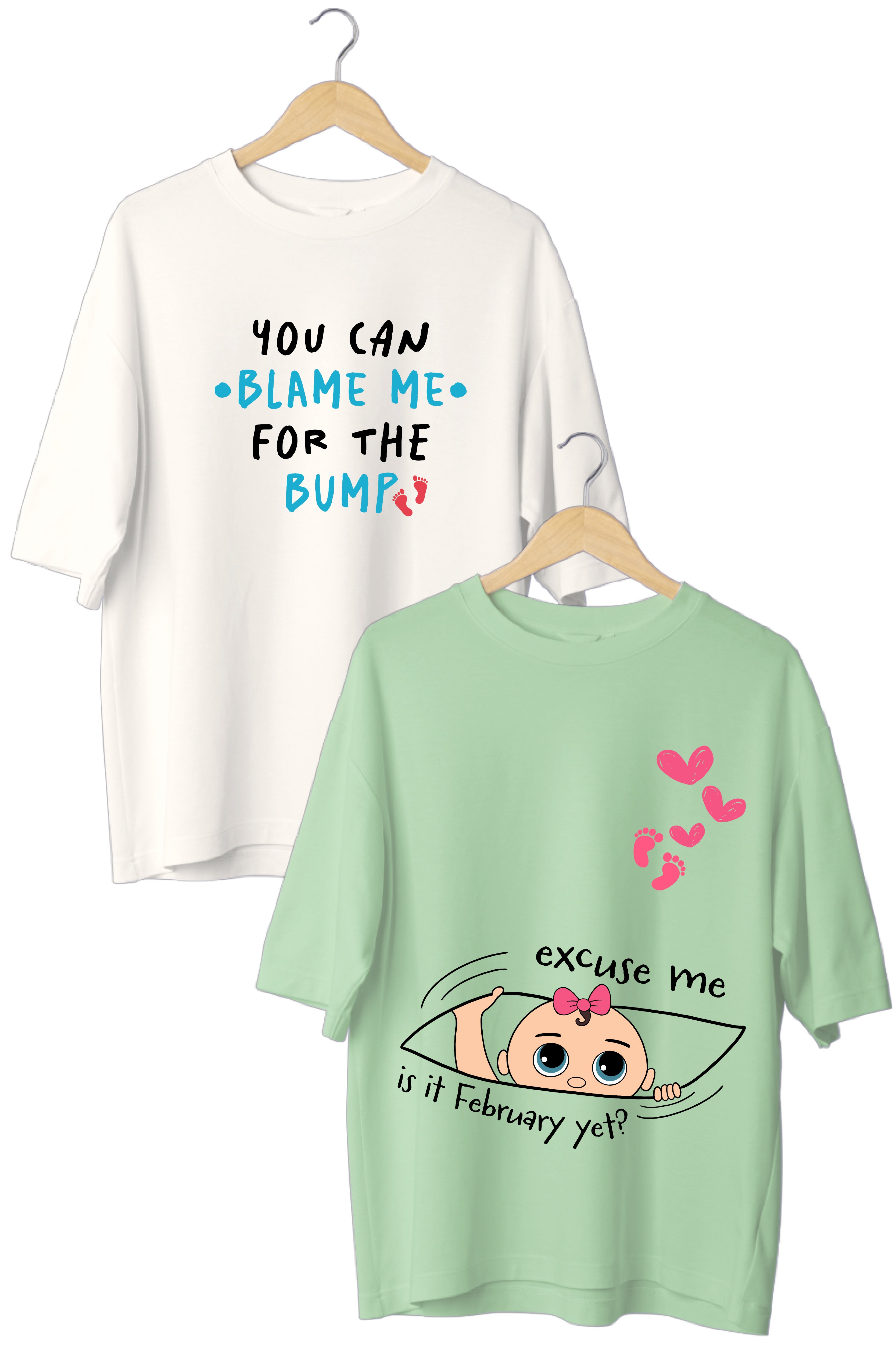 You can blame me for the bump Oversized Couple T-Shirts (Pack of 2)