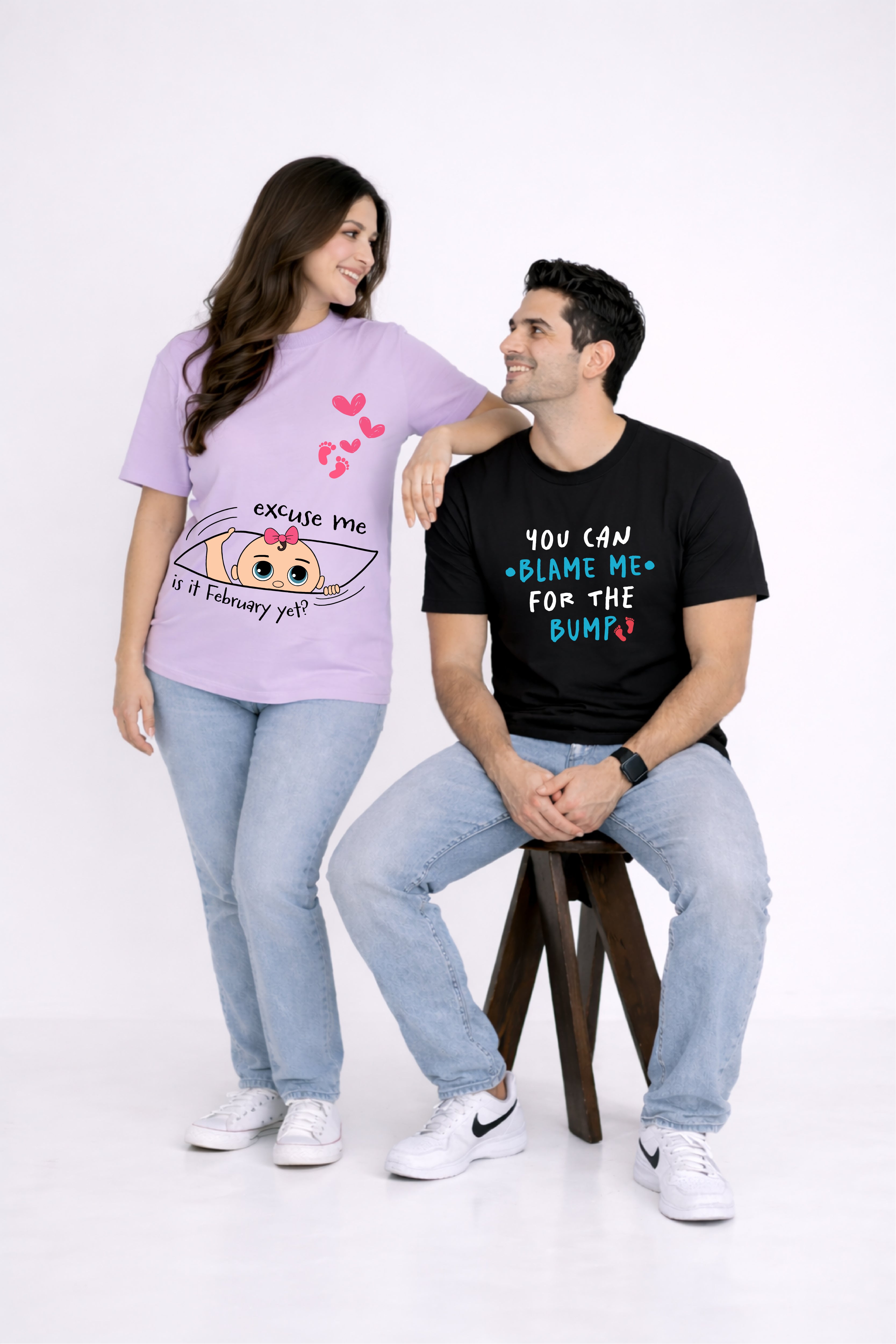 You can blame me for the bump Oversized Couple T-Shirts (Pack of 2)