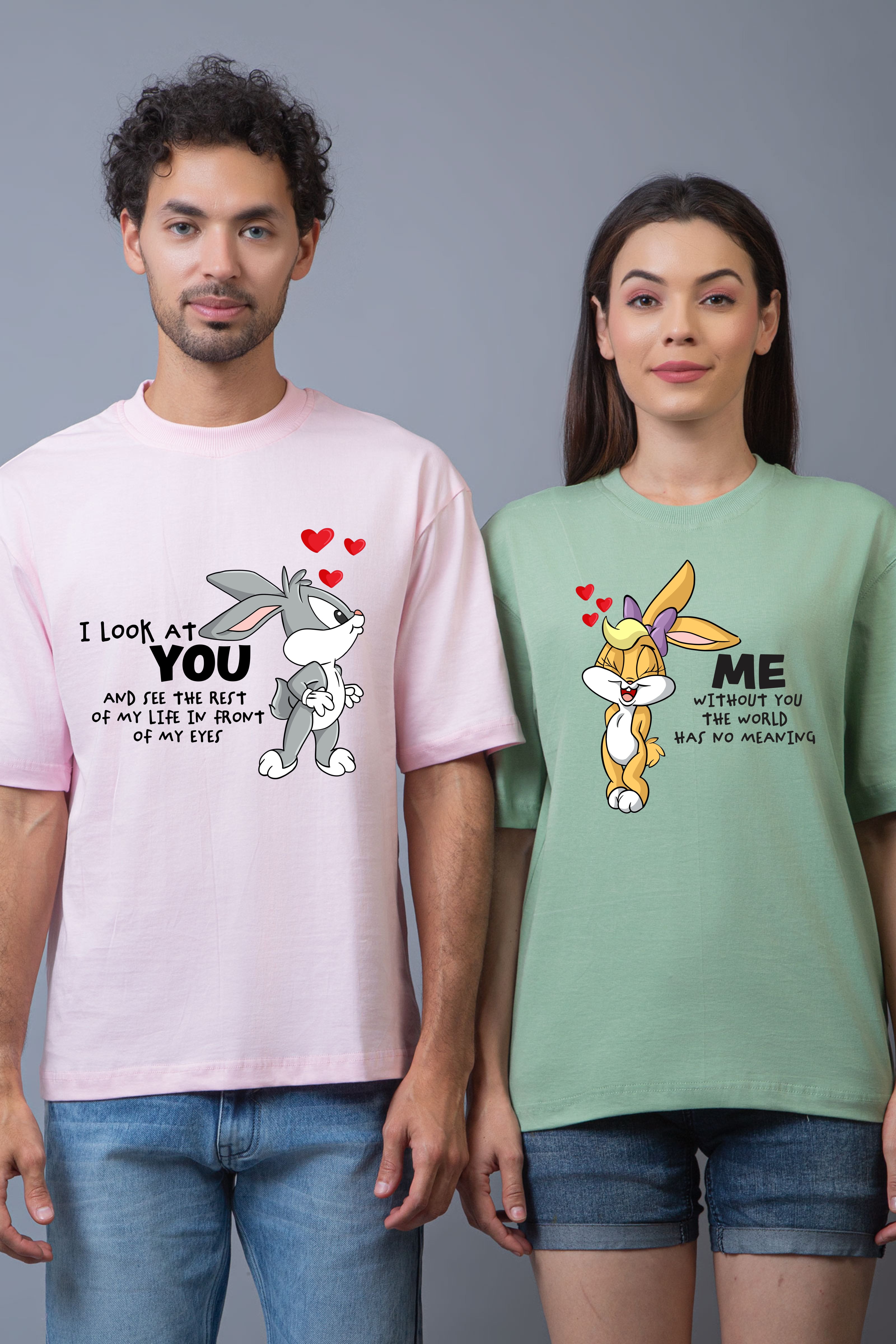Bunny Love Oversized Couple Tees - Pack of 2