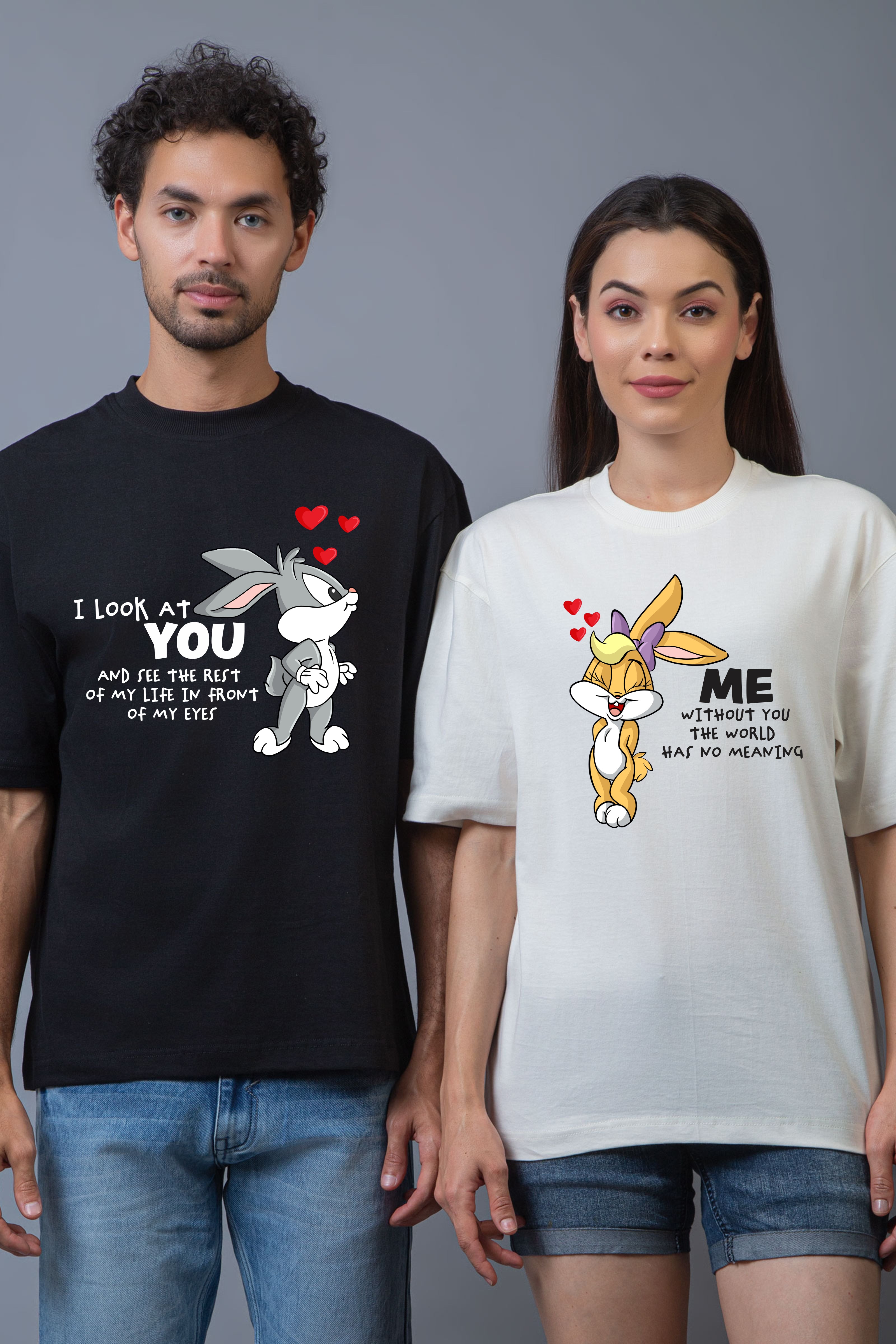 Bunny Love Oversized Couple Tees - Pack of 2