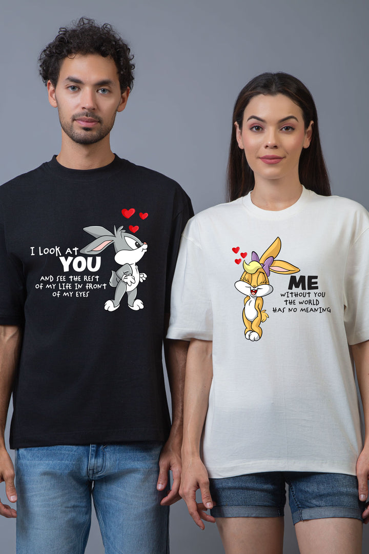 Bunny Love Oversized Couple Tees - Pack of 2