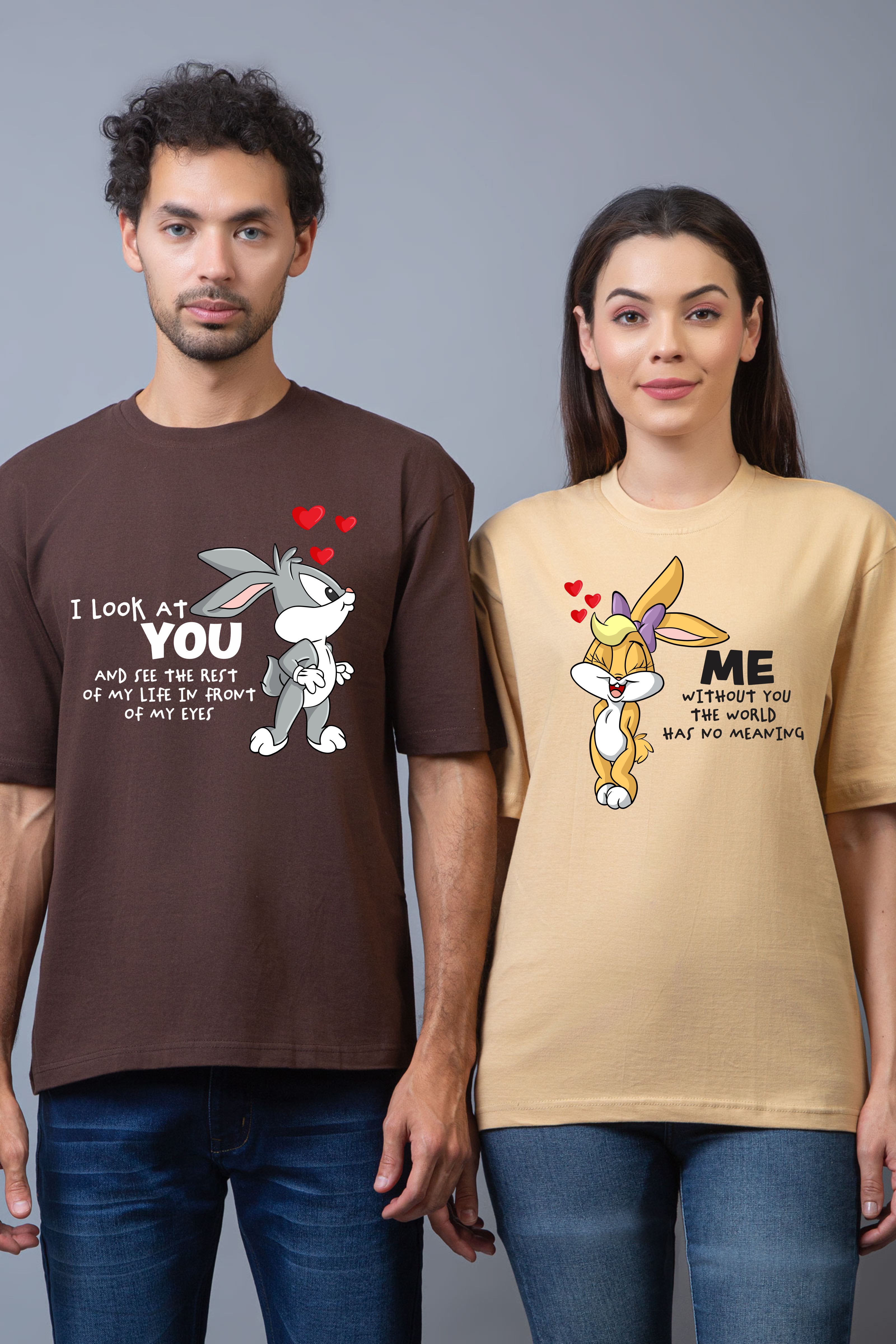 Bunny Love Oversized Couple Tees - Pack of 2