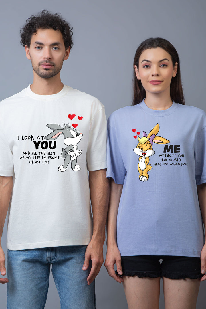 Bunny Love Oversized Couple Tees - Pack of 2