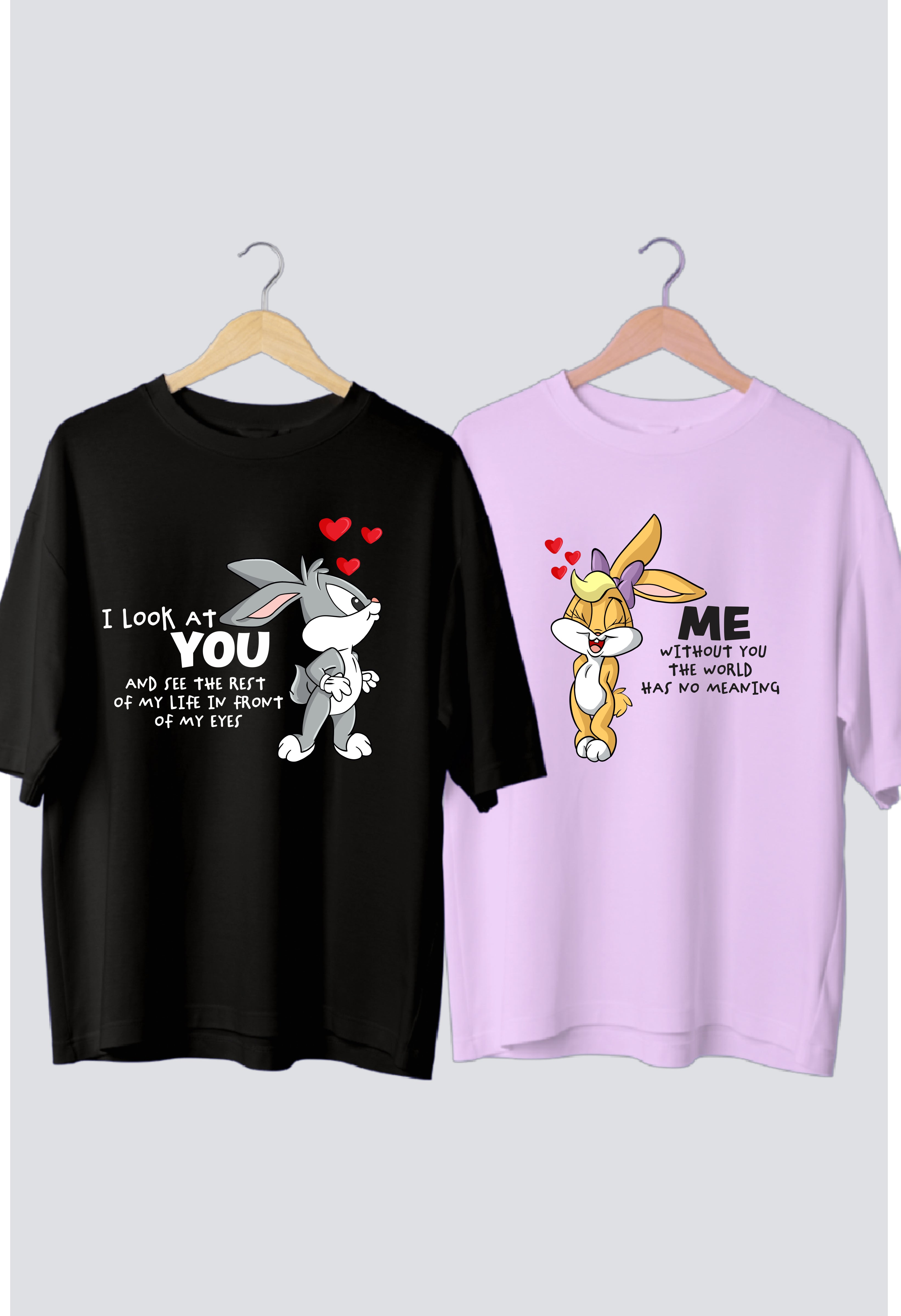 Bunny Love Oversized Couple Tees - Pack of 2