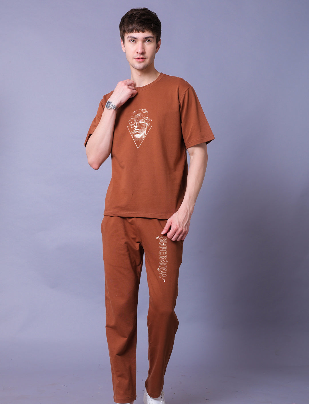Nebula Men Co-Ord Set - Oversized Tee With Jogger