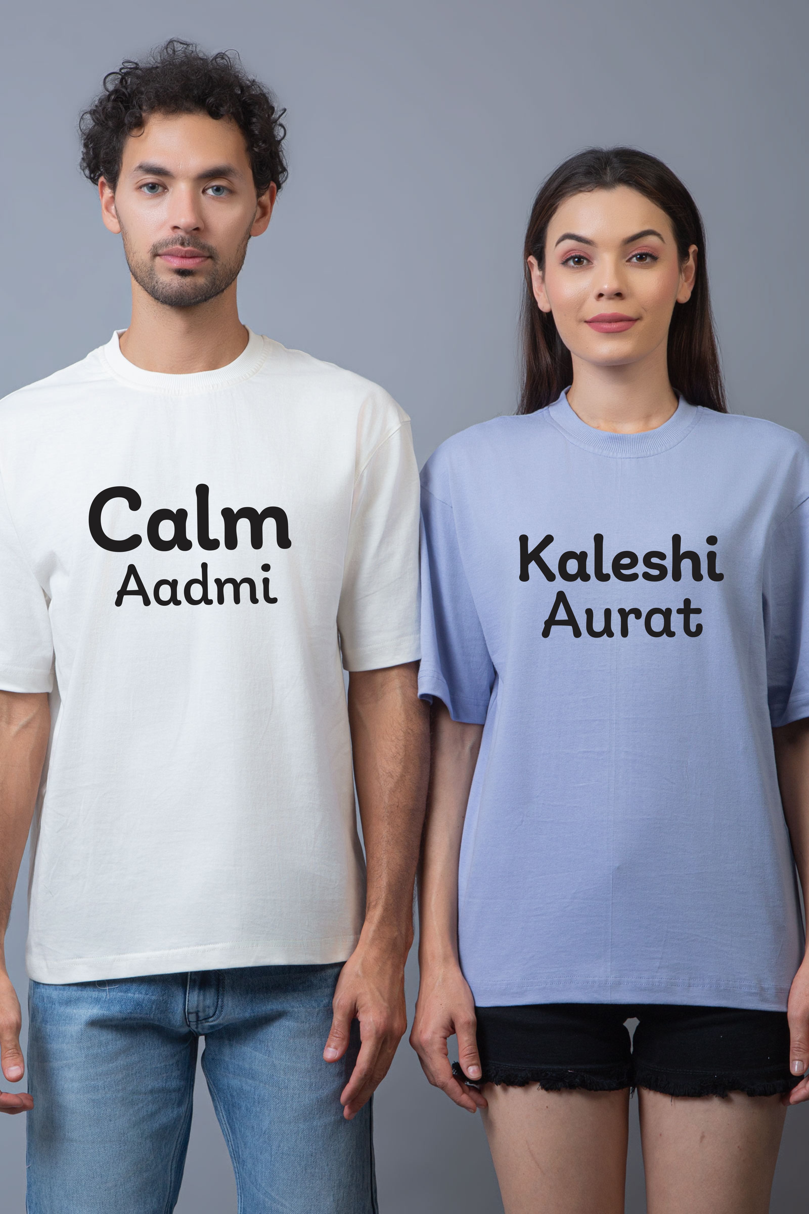 Calm Aadmi & Kaleshi Aurat Oversized Tees - Pack of 2