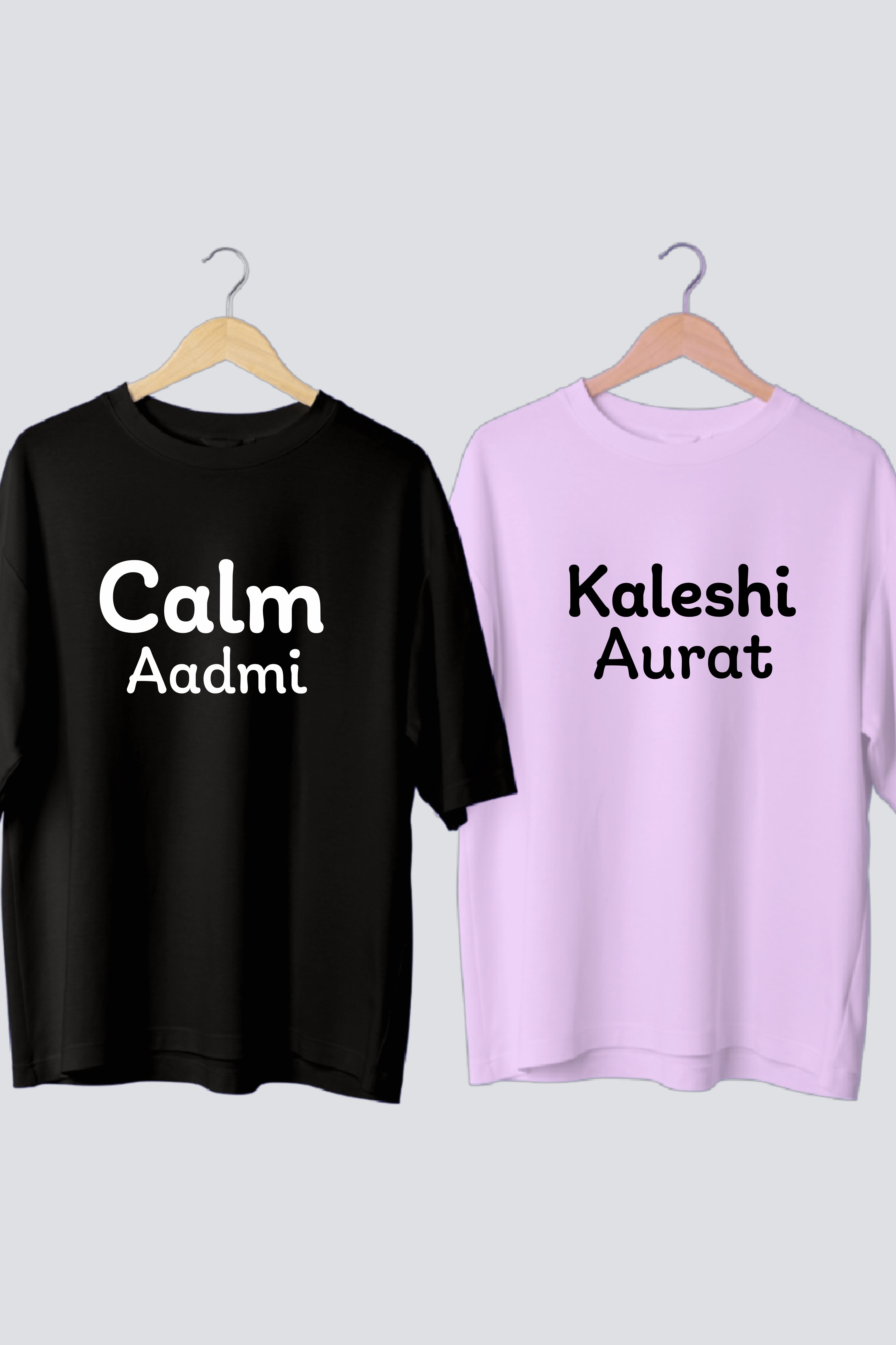 Calm Aadmi & Kaleshi Aurat Oversized Tees - Pack of 2
