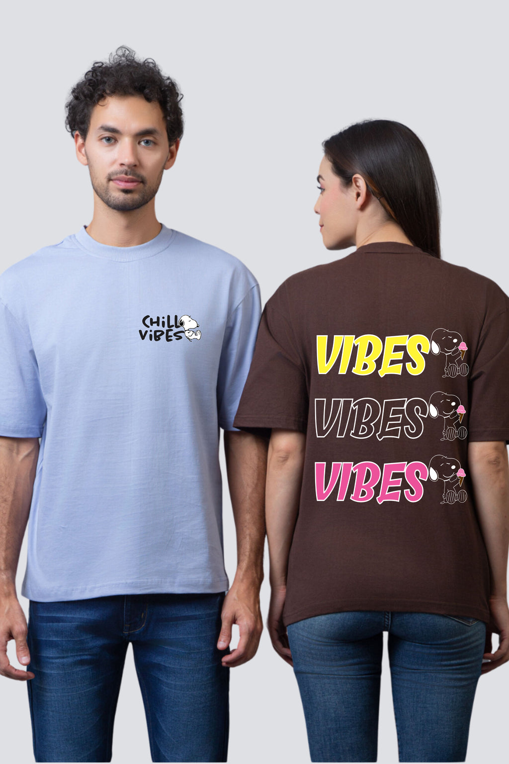 Chill Vibes Oversized Couple Tees - Pack of 2