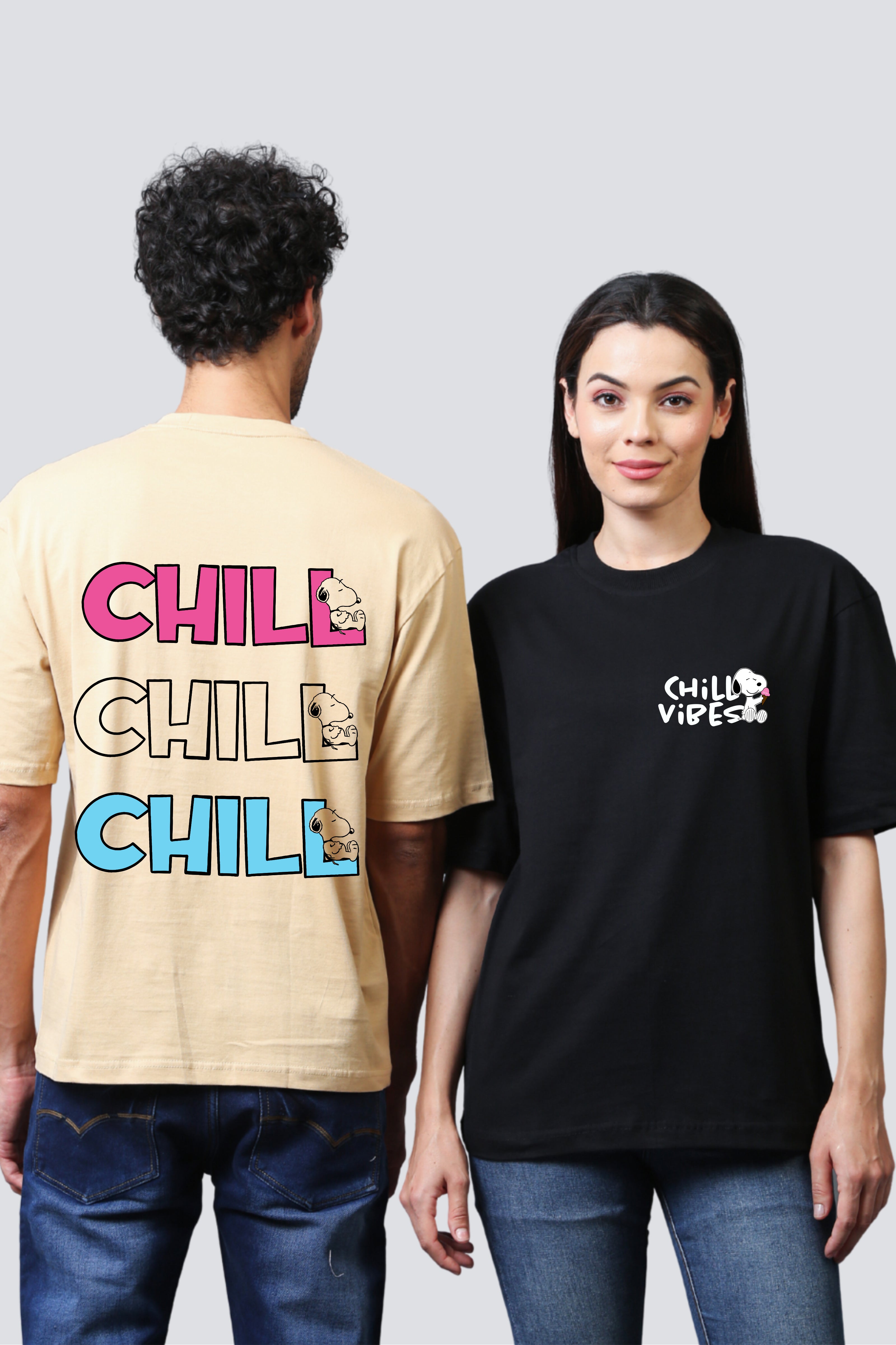 Chill Vibes Oversized Couple Tees - Pack of 2