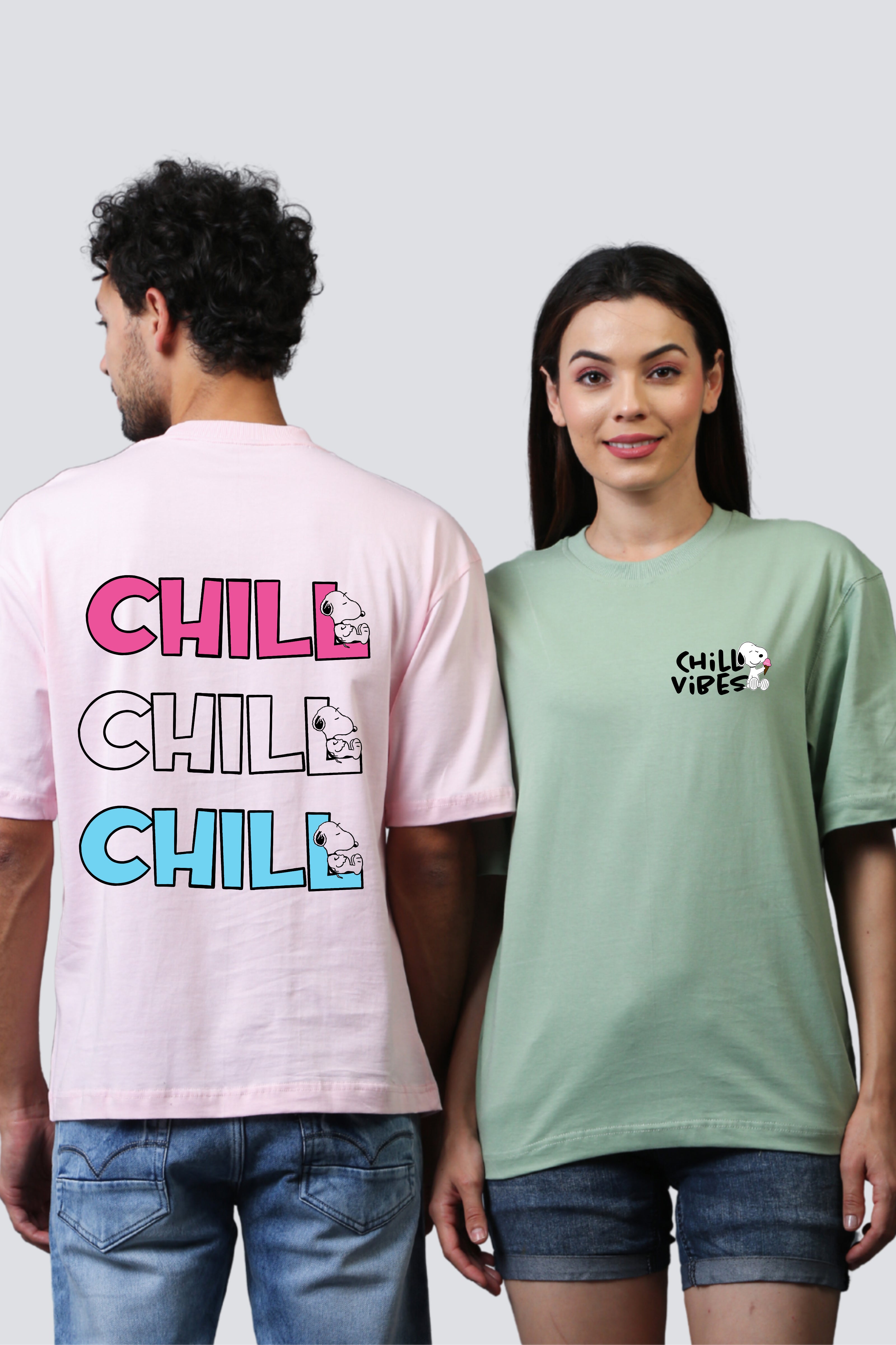 Chill Vibes Oversized Couple Tees - Pack of 2