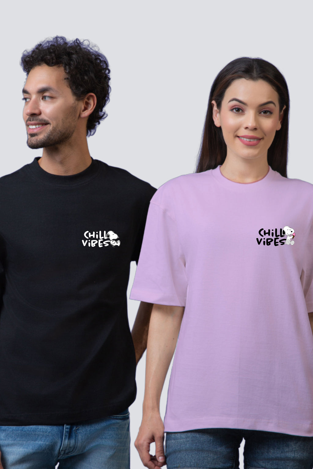 Chill Vibes Oversized Couple Tees - Pack of 2