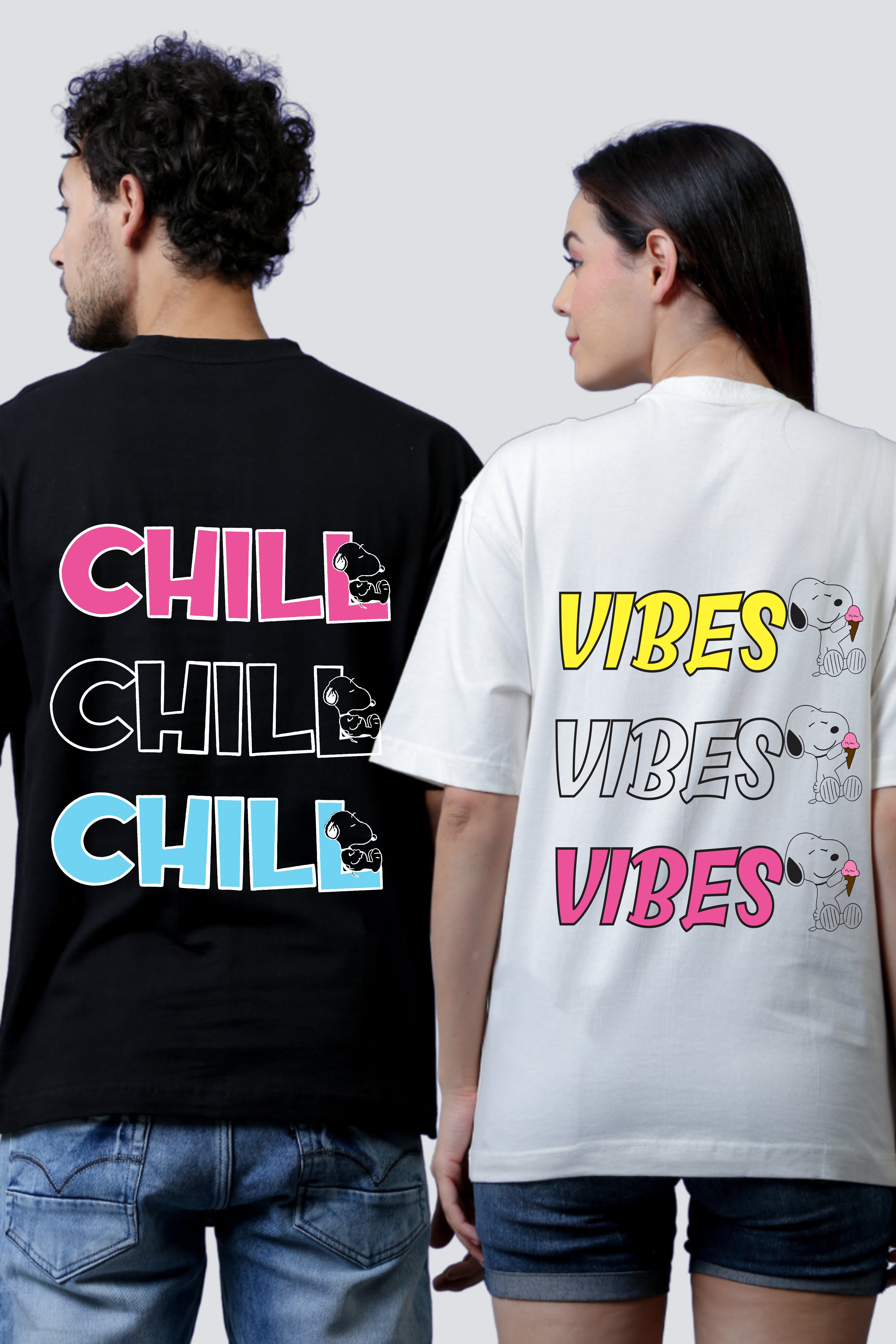 Chill Vibes Oversized Couple Tees - Pack of 2