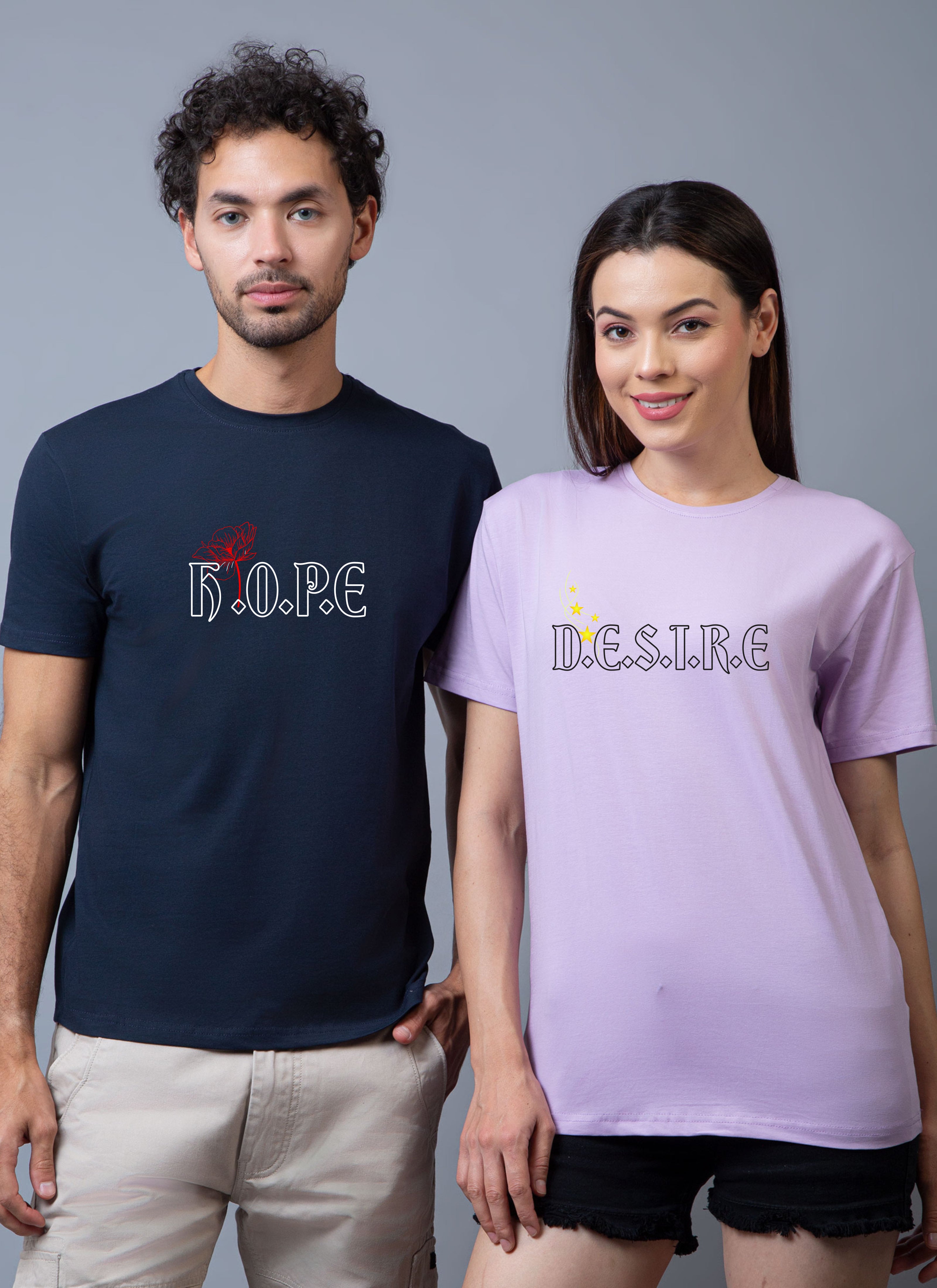 "Hope" and "Desire" Couple Unisex Tees - Pack of