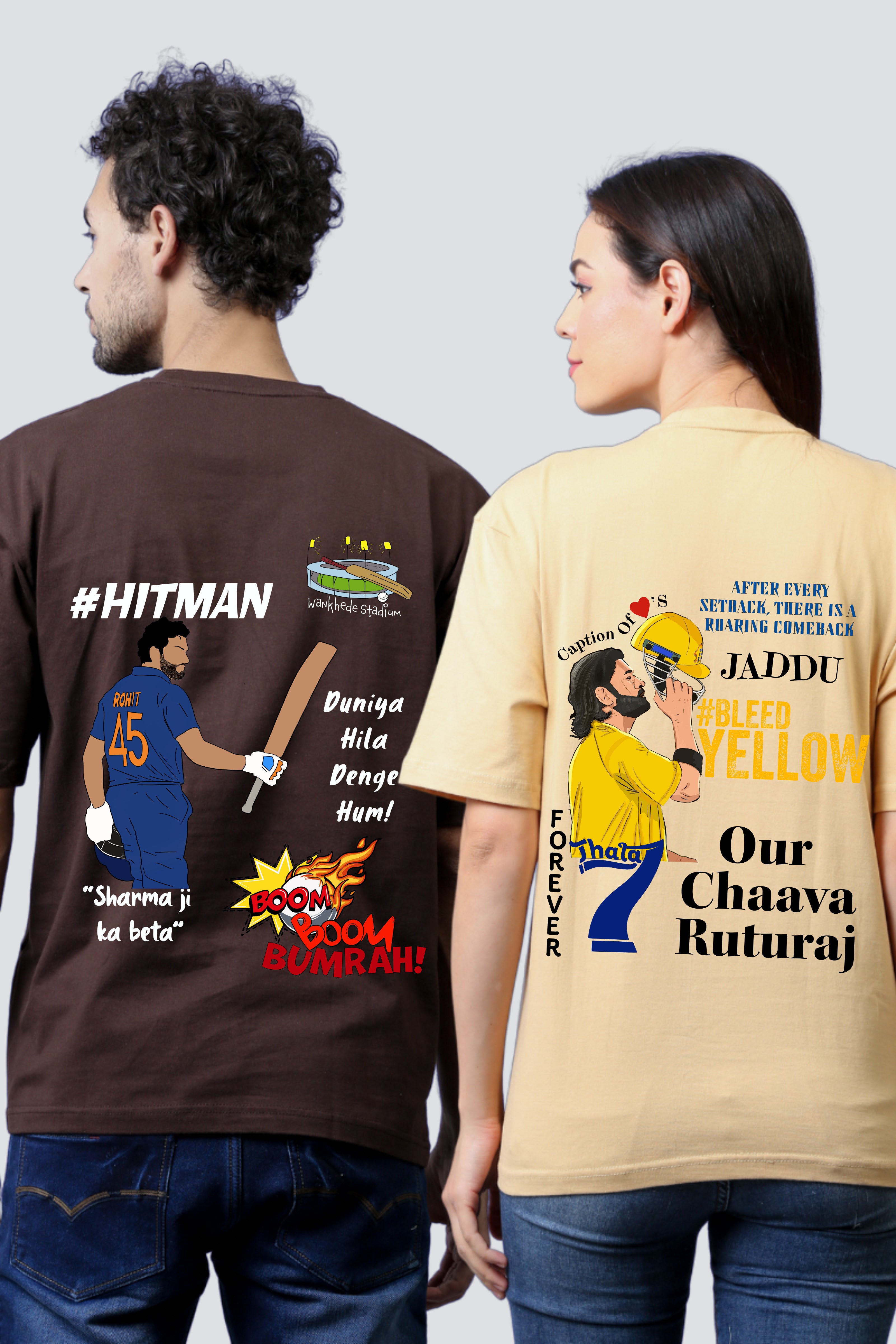 IPL Legends Couple Oversized Tees - Pack of 2