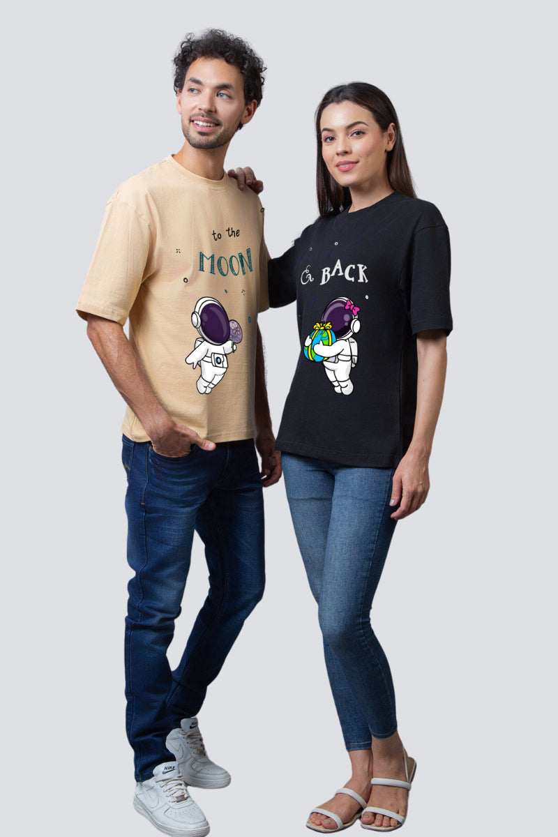 To the Moon & Back Oversized Couple T-Shirts (Pack of 2)