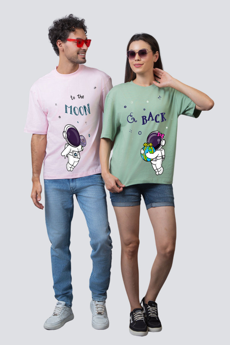 To the Moon & Back Oversized Couple T-Shirts (Pack of 2)