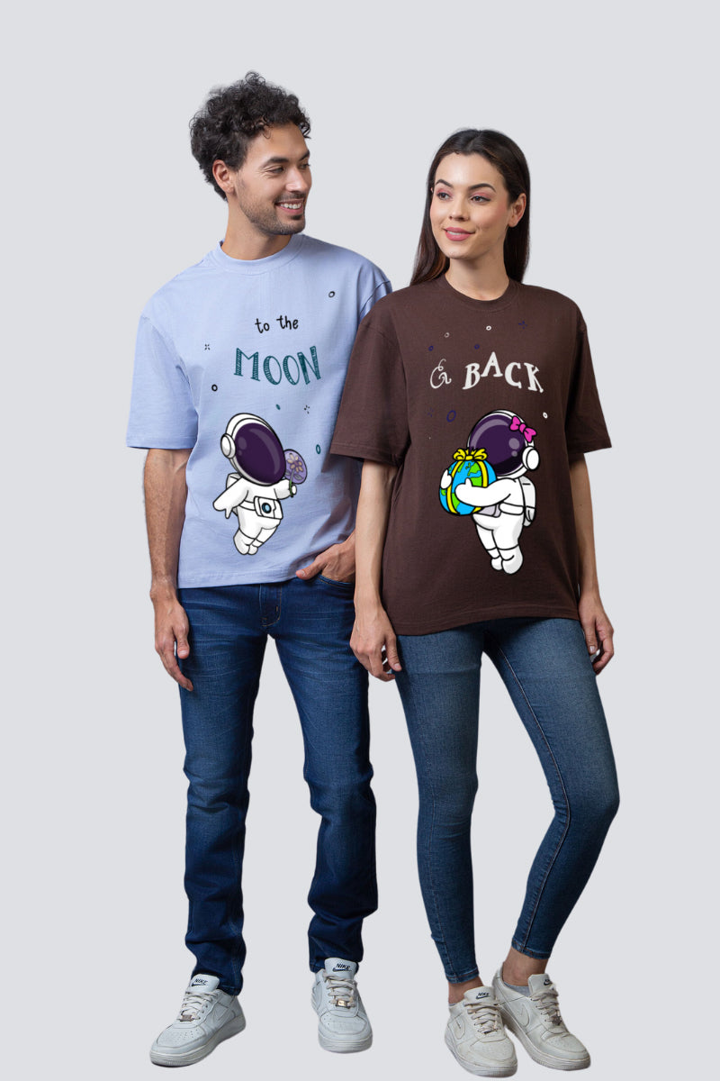 To the Moon & Back Oversized Couple T-Shirts (Pack of 2)