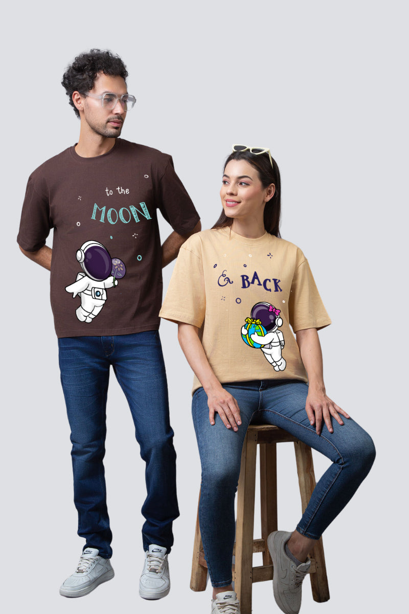 To the Moon & Back Oversized Couple T-Shirts (Pack of 2)