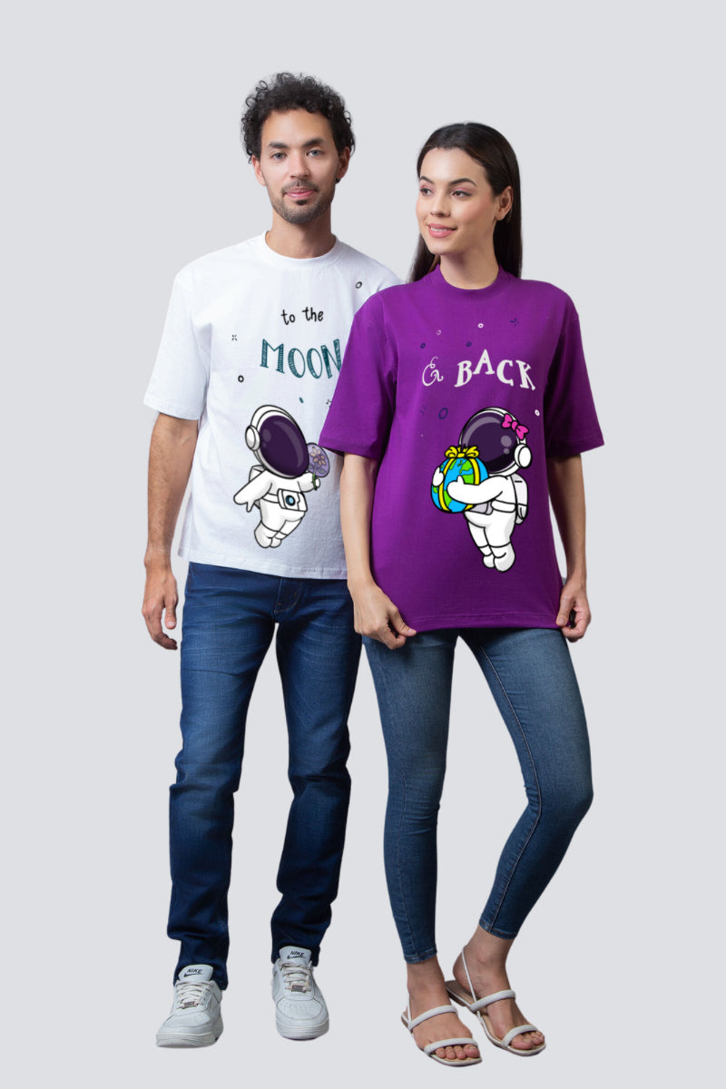 To the Moon & Back Oversized Couple T-Shirts (Pack of 2)