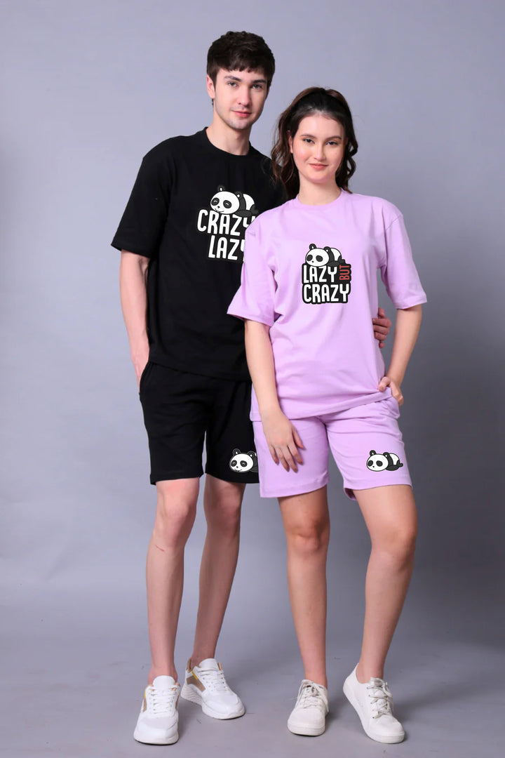 Lazy But Crazy Panda Couple Co-Ord Sets (Pack of 2)